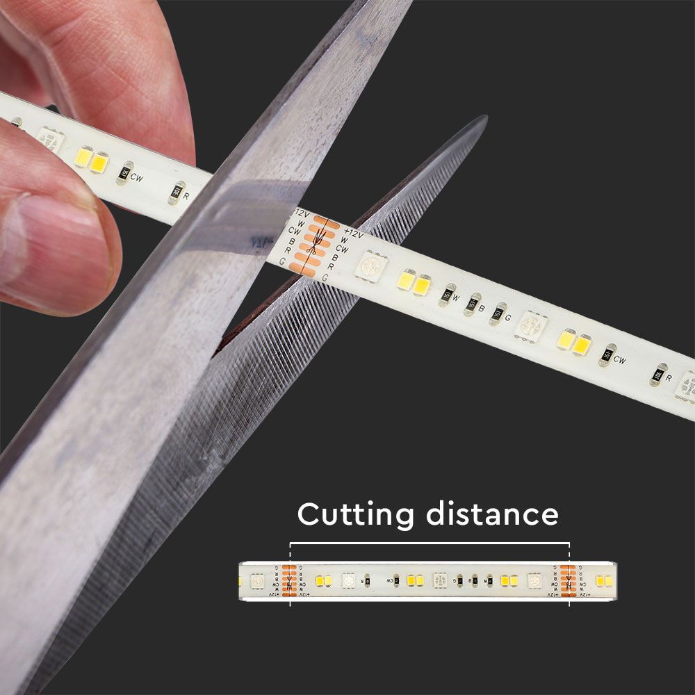 V-TAC VT-5050 RGB + CCT 3-in-1 LED Strip Light Kit 5M WiFi Smart App Control Compatible with Alexa & Google Assistant Dimmable IP65 Waterproof Plug & Play