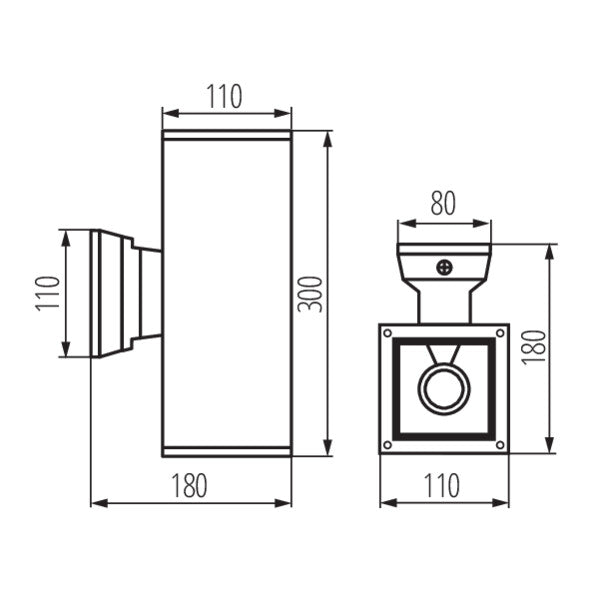 Kanlux LART Up Down Outdoor Wall Light 2x E27 IP54 Anthracite Aluminium