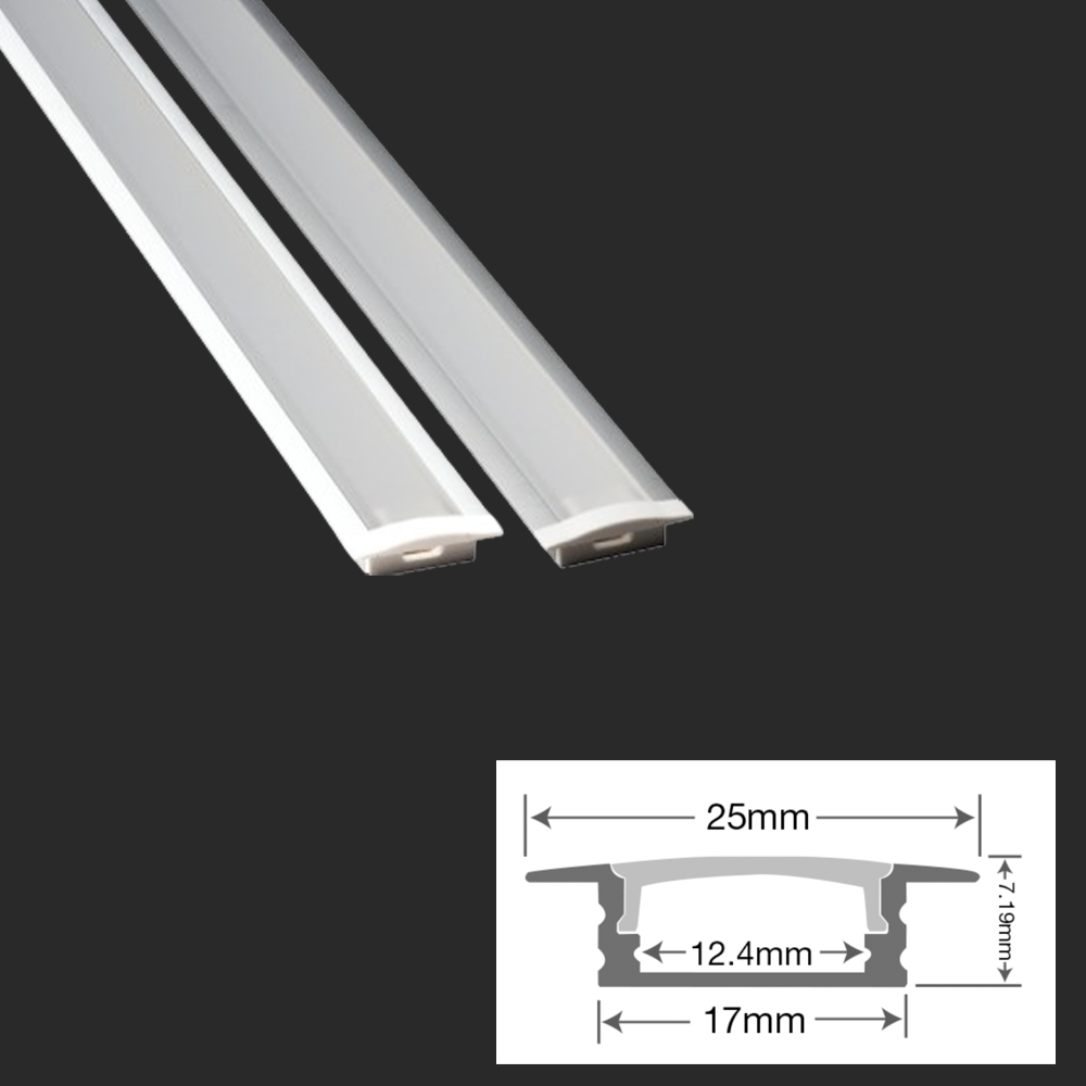 Aluminium LED Recessed Profile 1M Recessed LED Strip Tape Mounting Kit