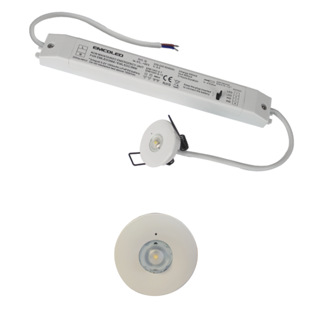 Emco Low Profile LED Emergency Downlight 3W Recessed 3hr Hallway Corridor Spot Light