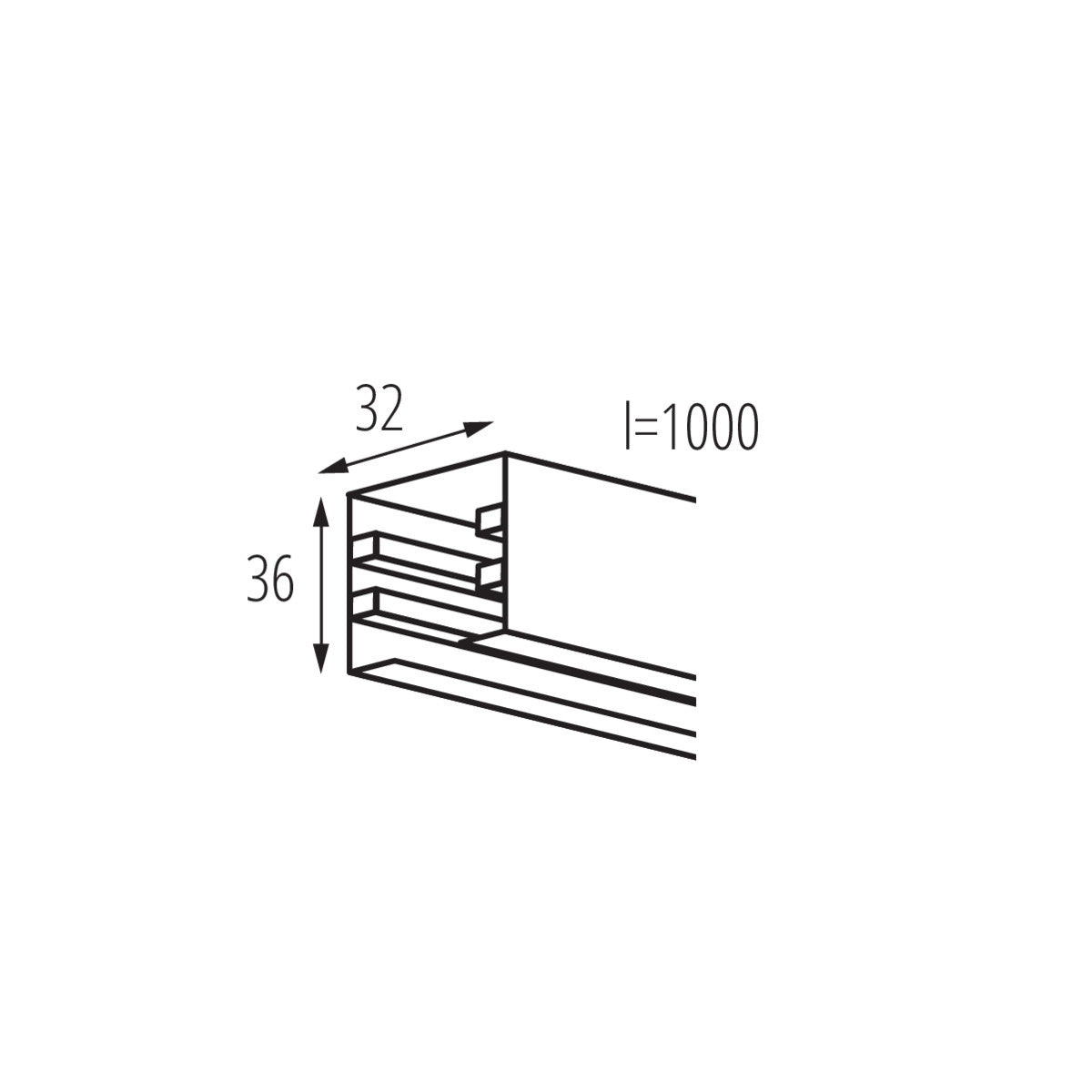 Kanlux TEAR 1M 3C 3 Circuit Track Length Rail Surface Ceiling Mounted System