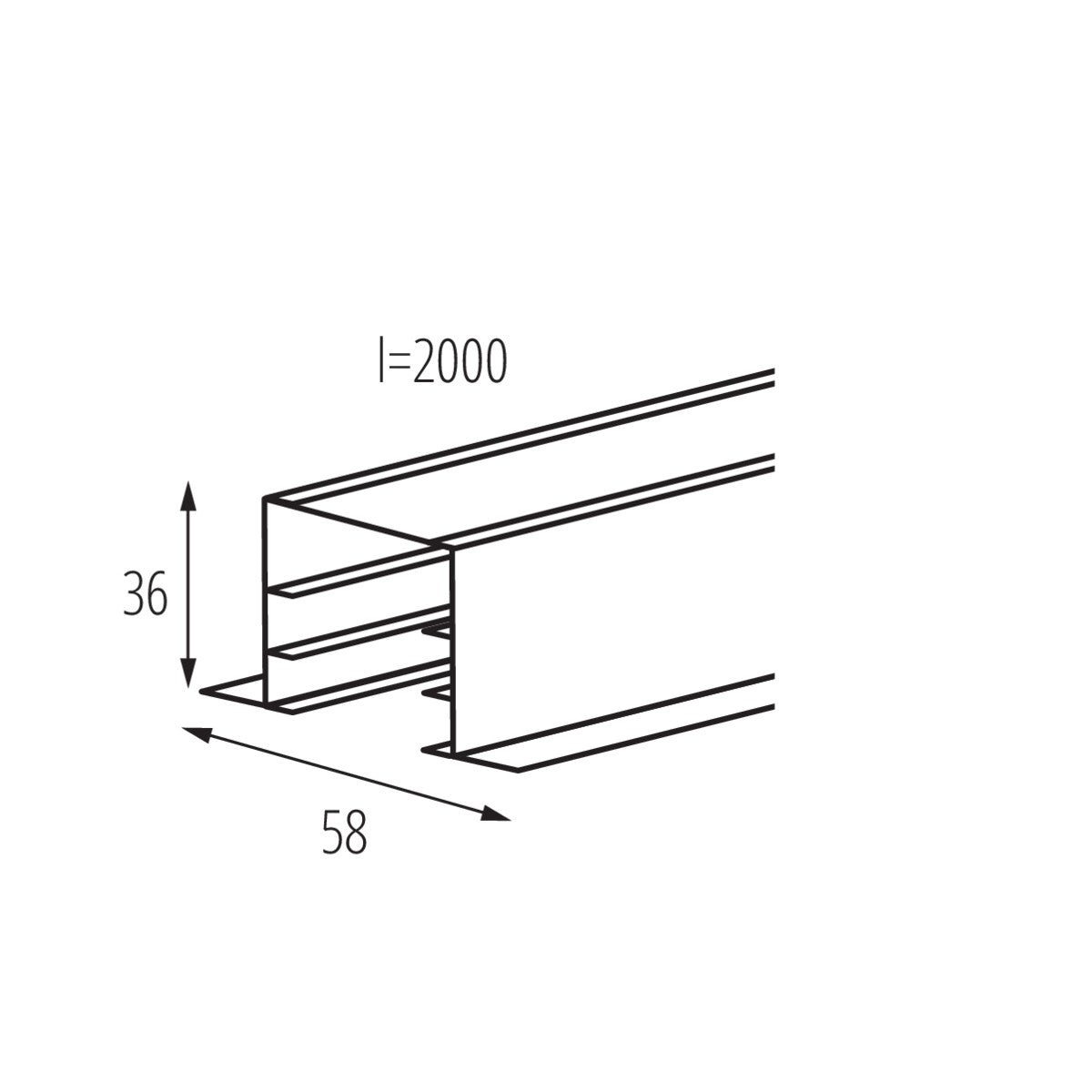 Kanlux TEAR N R-TR 2M 3C 3 Circuit Recessed Ceiling Mounted Track Rail Length