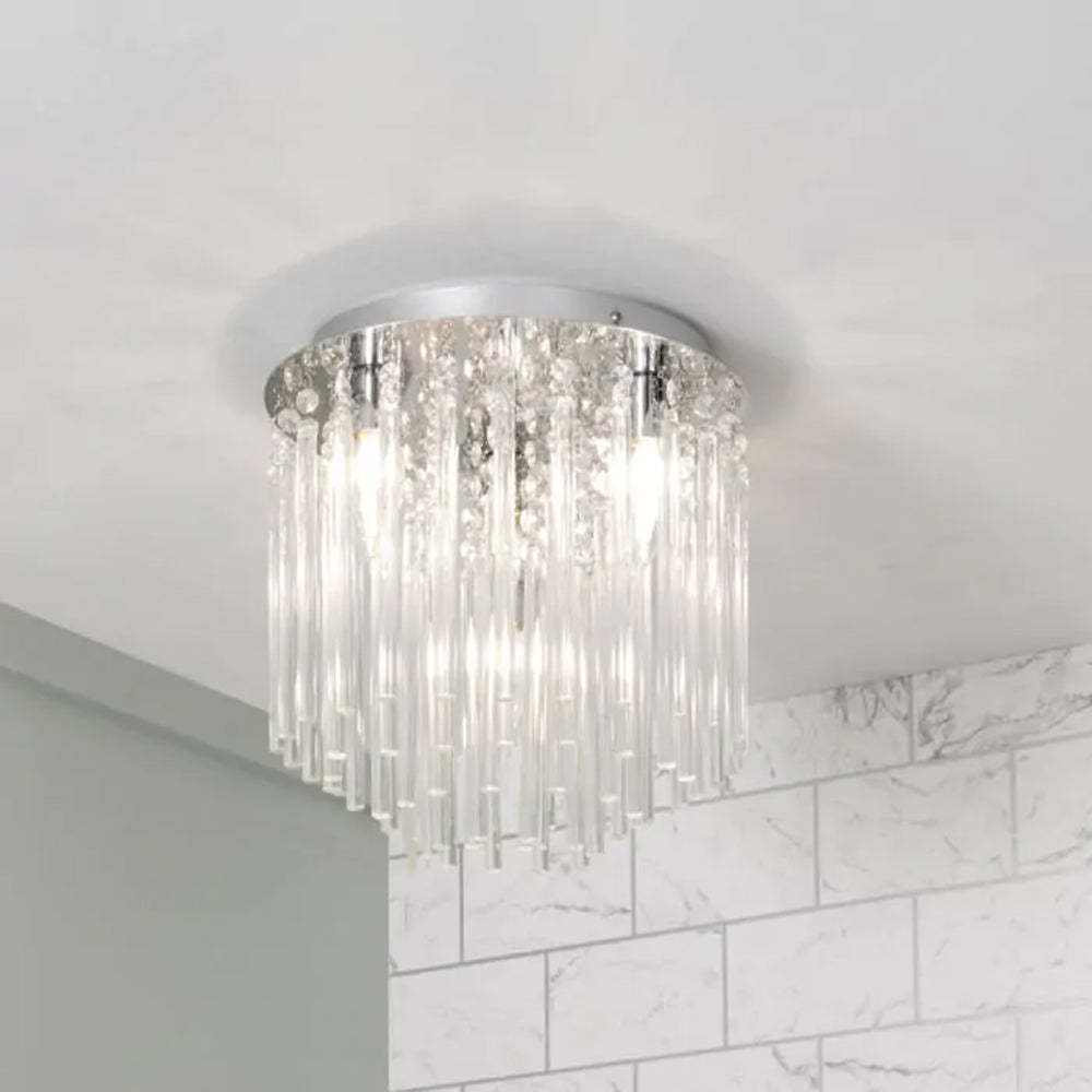 FORUM Ursa 4LT Bathroom Flush Ceiling Mounted Chandelier Chrome G9-IP44