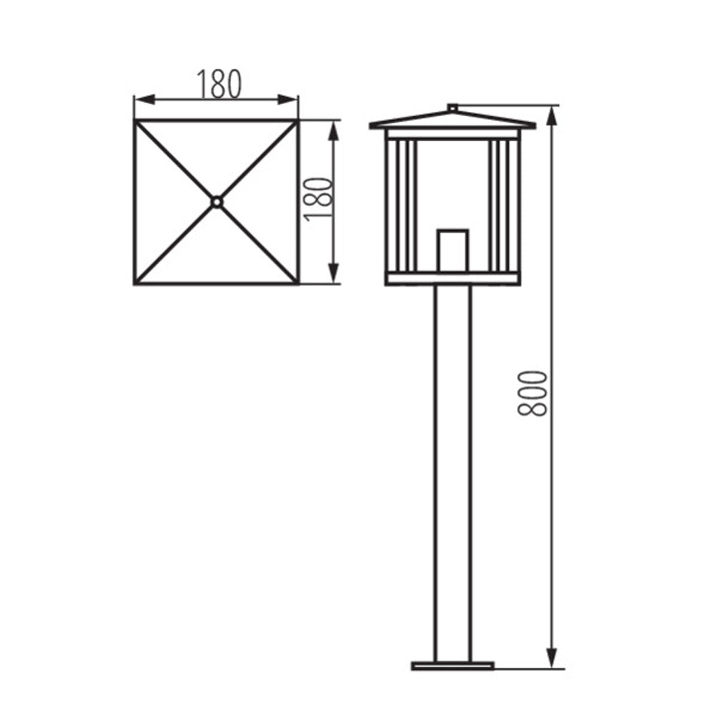 Kanlux 36555 SELTO 80-B Post Garden Light | Stainless Steel Outdoor Waterproof IP44