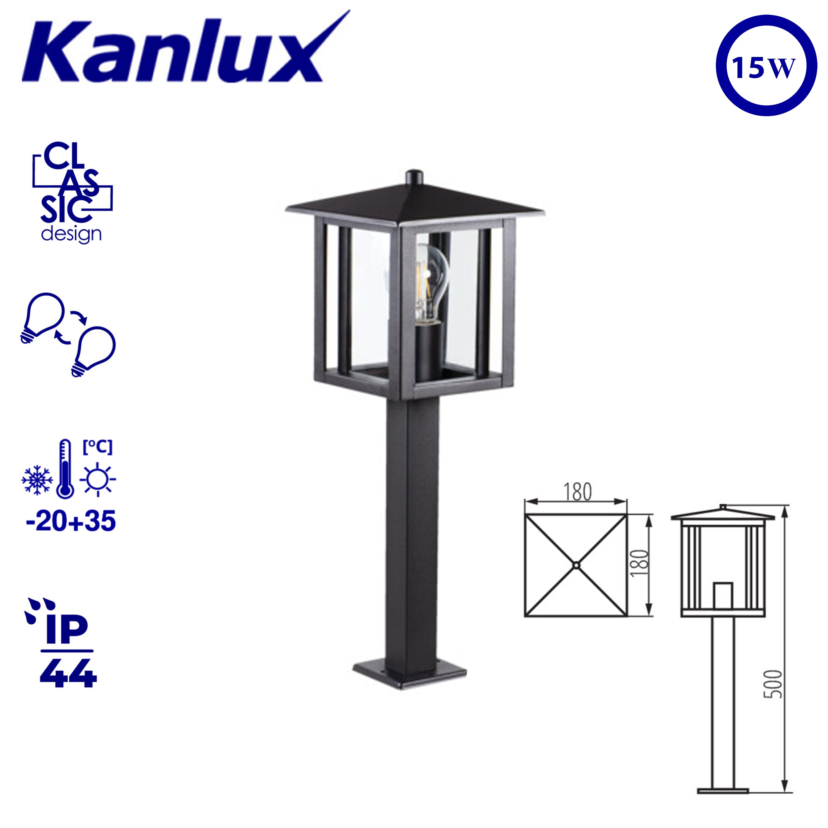 Kanlux 36556 SELTO 50 B Garden Light | Stylish Mid Height LED Luminaire Outdoor Waterproof IP44