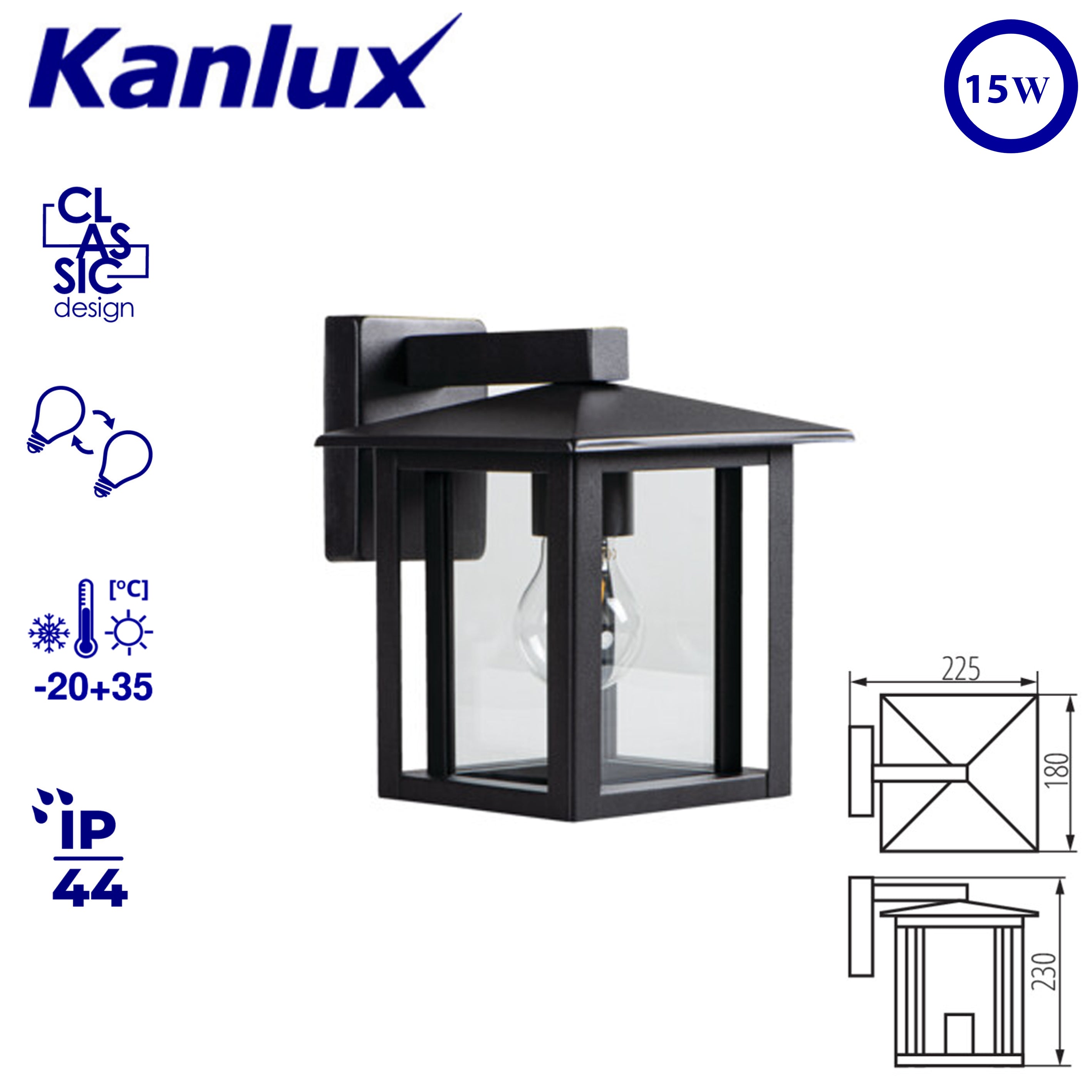 Kanlux 36557 SELTO EL 23 B Garden Wall Mounted Light | Modern Compact Outdoor LED Fixture IP44