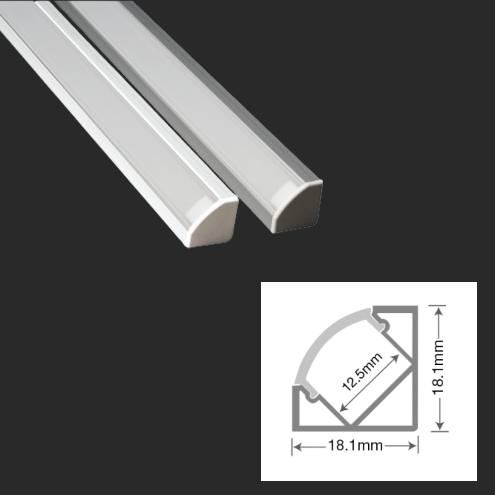 Aluminium LED Corner Profile – LED Strip Tape Corner Mounted Profile 1M