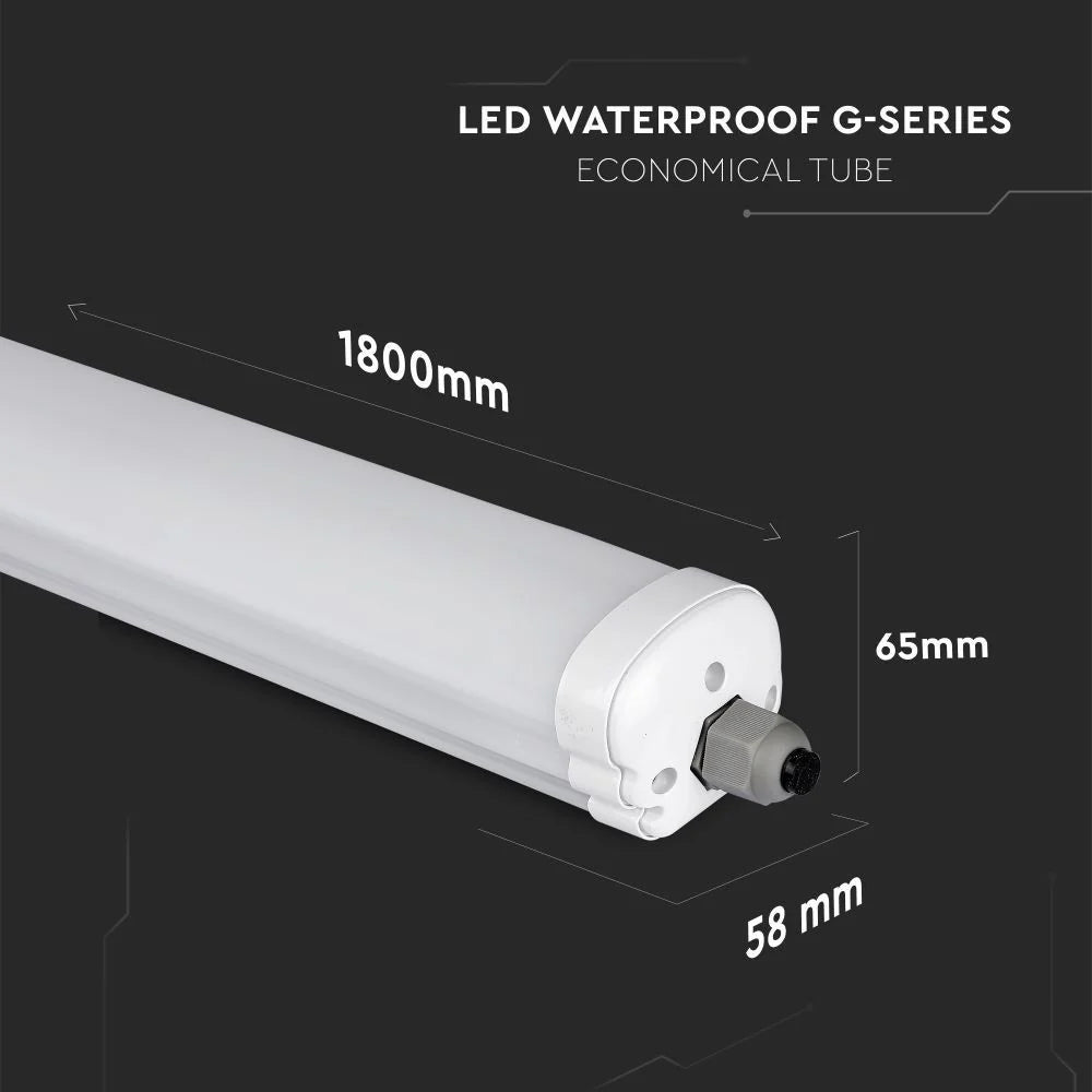 V-TAC VT-180 60W Waterproof IP65 Linkable Non-Corrosive 180cm LED Batten Light - SMD Chip 6400K