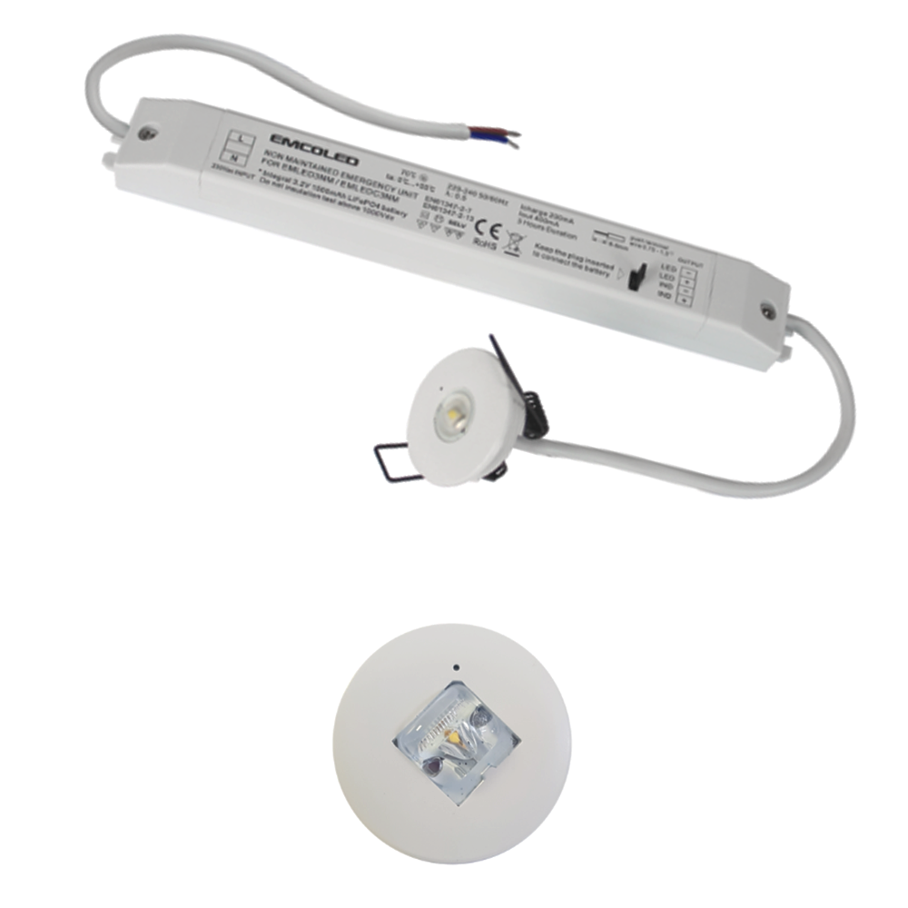 Emco Low Profile LED Emergency Downlight 3W Recessed 3hr Hallway Corridor Spot Light