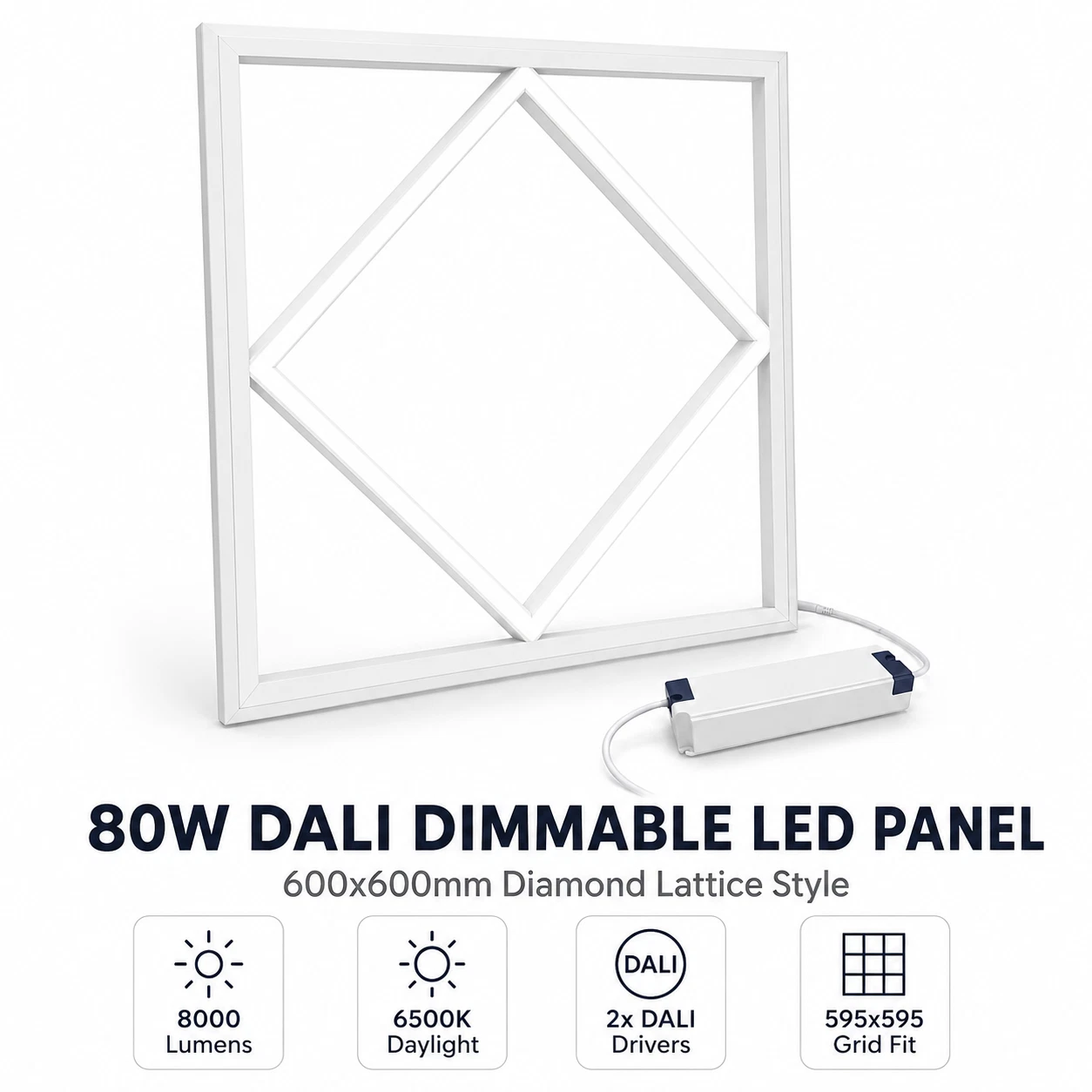 DALI Dimmable LED Ceiling Panel Lights 600x600mm – Multiple Designs