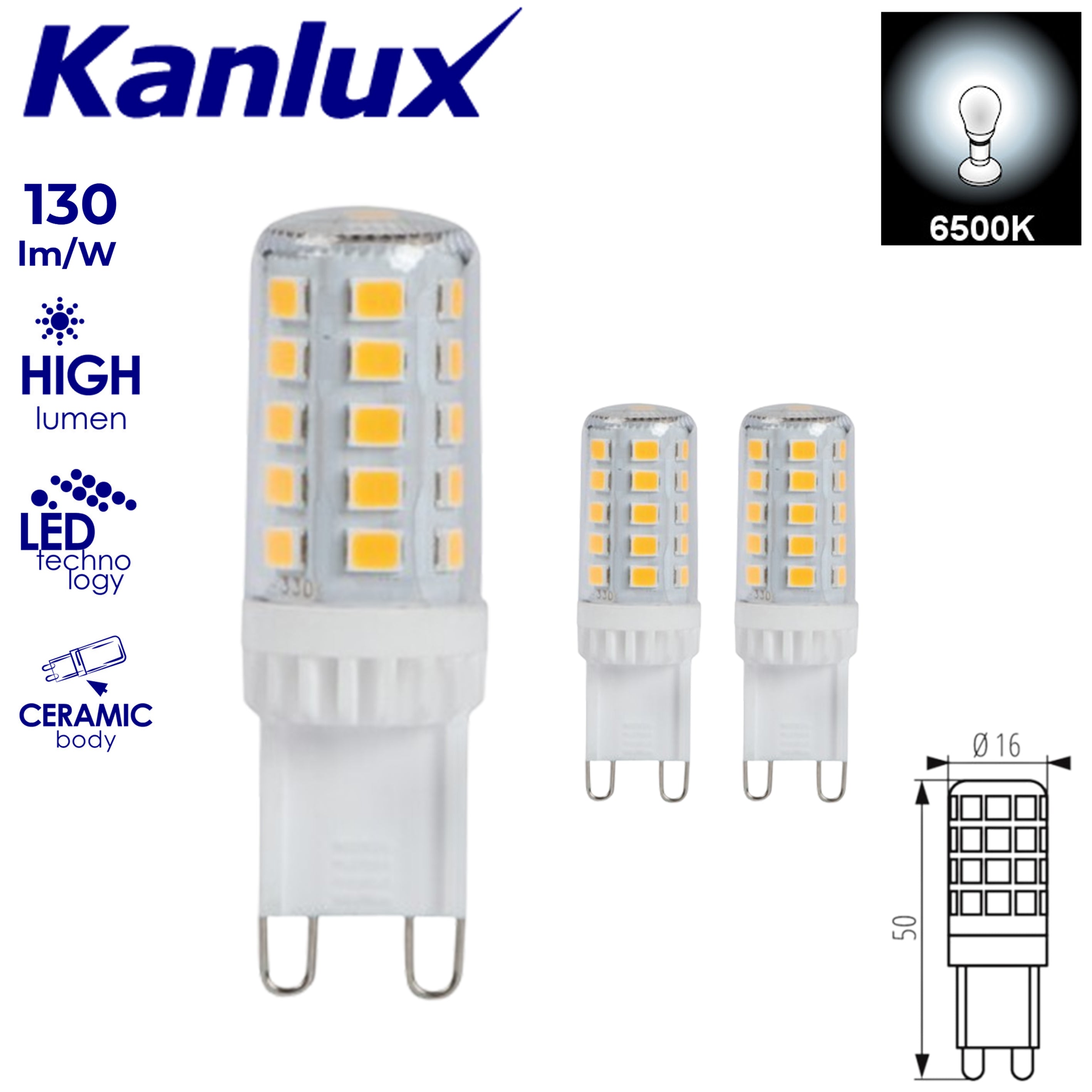 Kanlux 4W Low Energy Glass LED COB G9 Replace Halogen Light Bulb