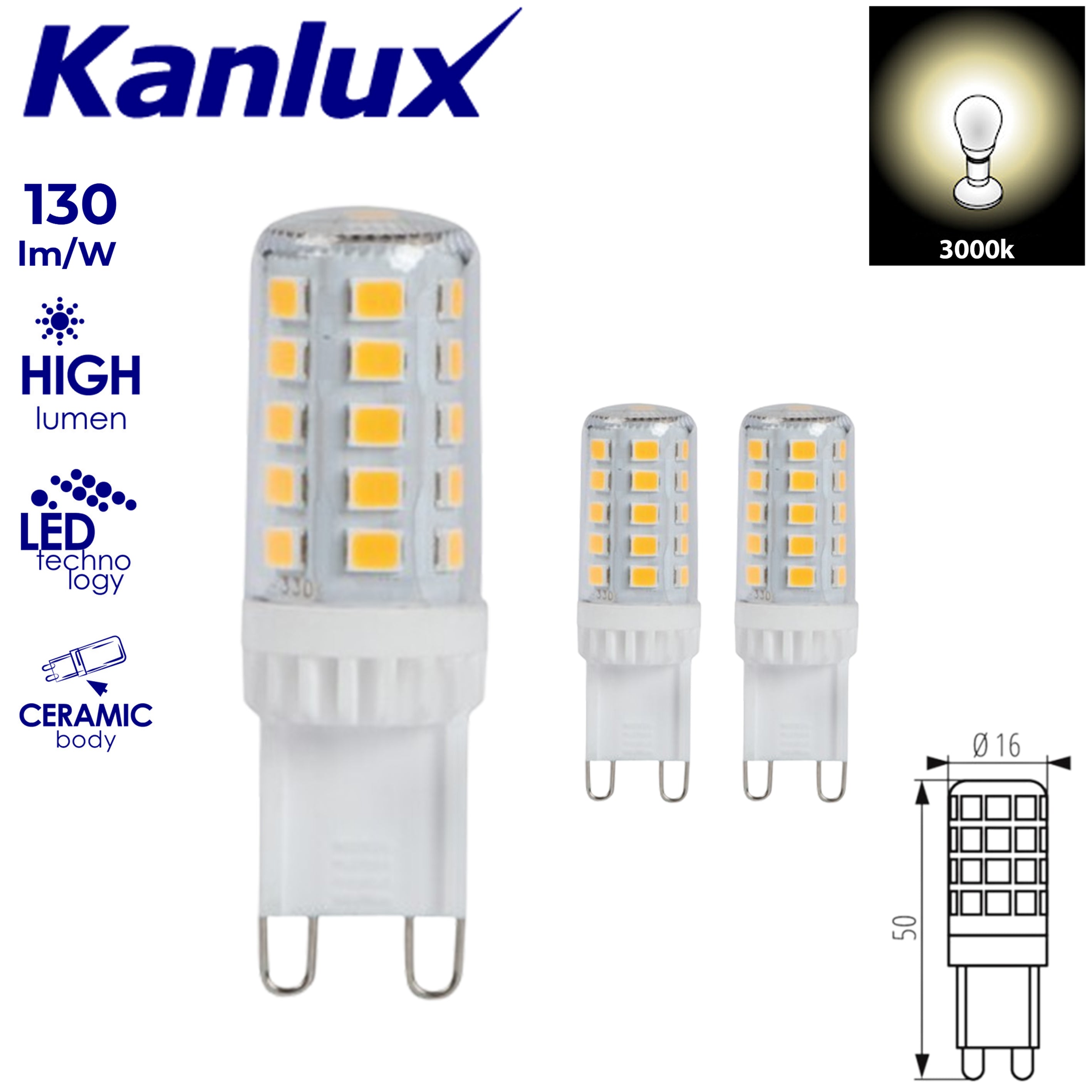 Kanlux 4W Low Energy Glass LED COB G9 Replace Halogen Light Bulb