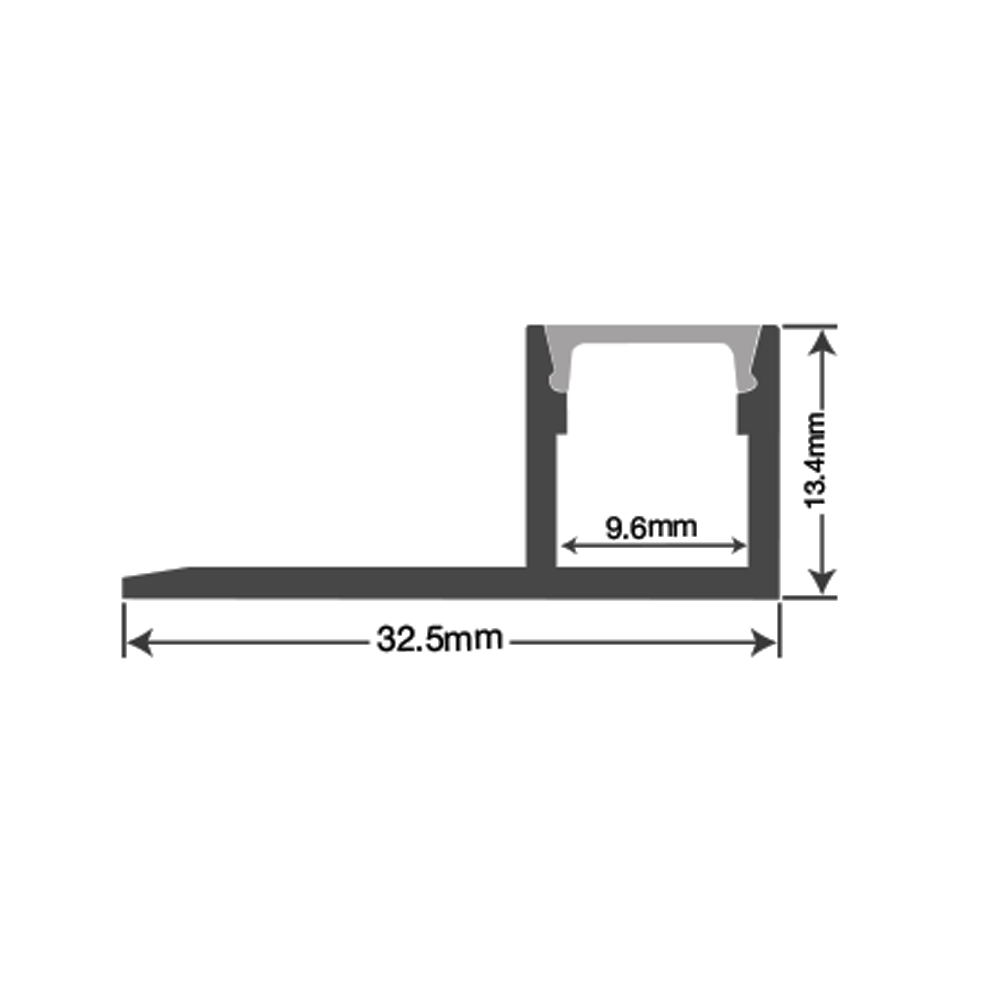 EMCO Aluminium Central End Tile-In LED Profile 2.5M LED Strip Tape Mounting Kit