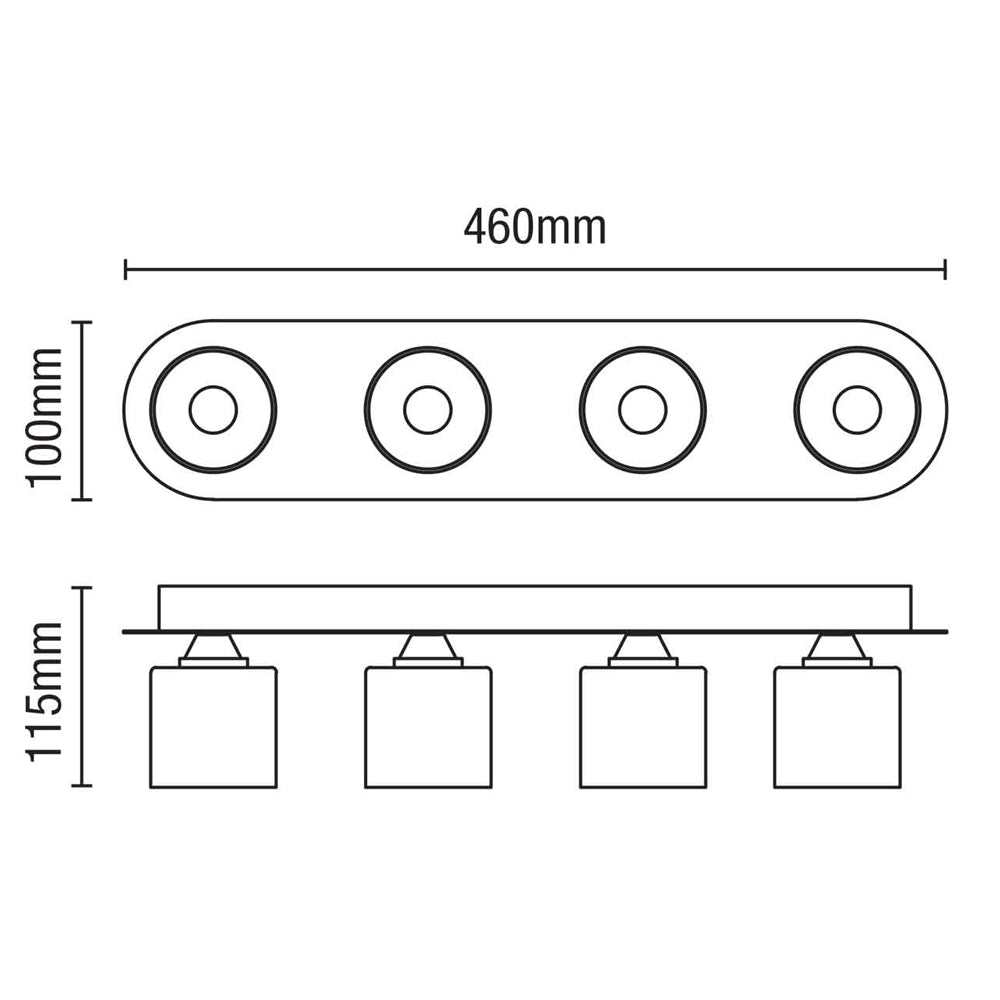 FORUM Patras 4LT Ceiling Flush Bar Light Chrome G9-IP44