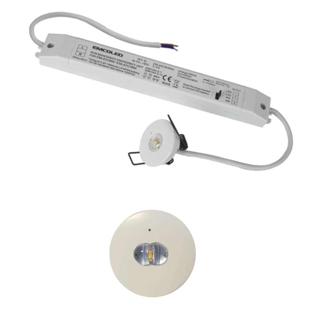 Emco Low Profile LED Emergency Downlight 3W Recessed 3hr Hallway Corridor Spot Light