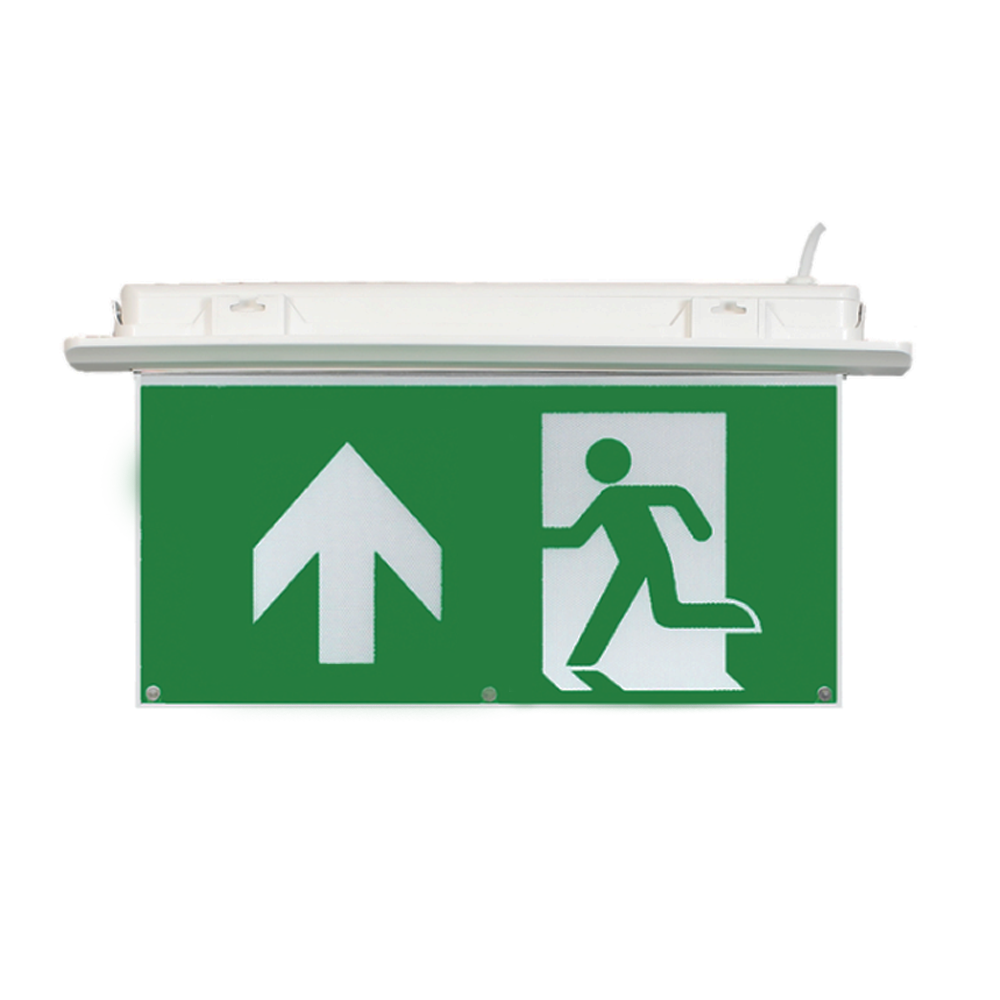 3W Recessed LED Emergency Exit Sign Light 3hr Maintained Non Maintained 6000K