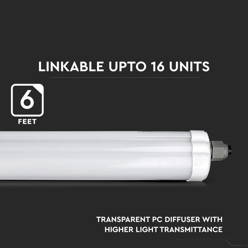 V-TAC VT-180 60W Waterproof IP65 Linkable Non-Corrosive 180cm LED Batten Light - SMD Chip 6400K