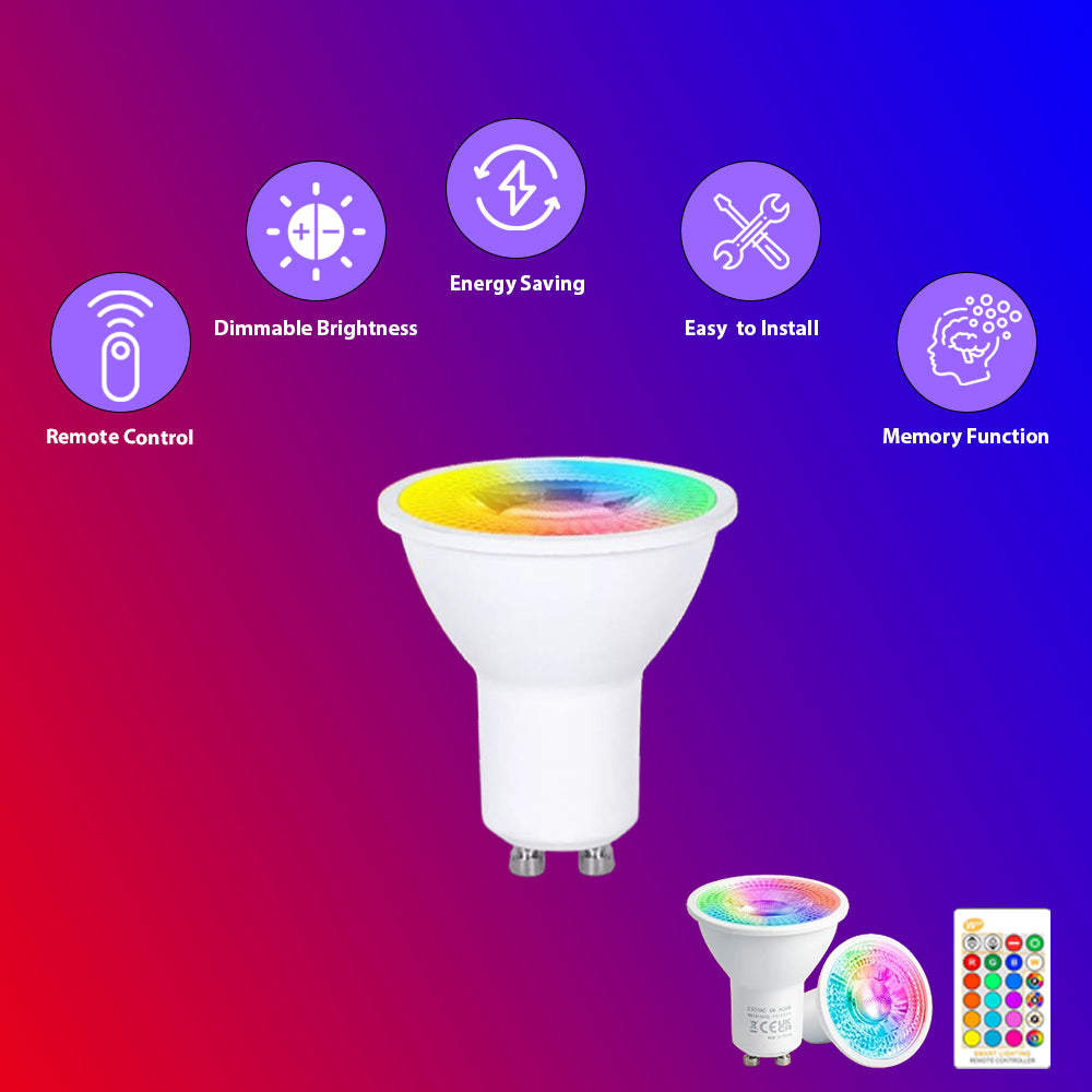 5W GU10 LED RGB RGBW Remote Control Mood Colour Changing Light Bulb