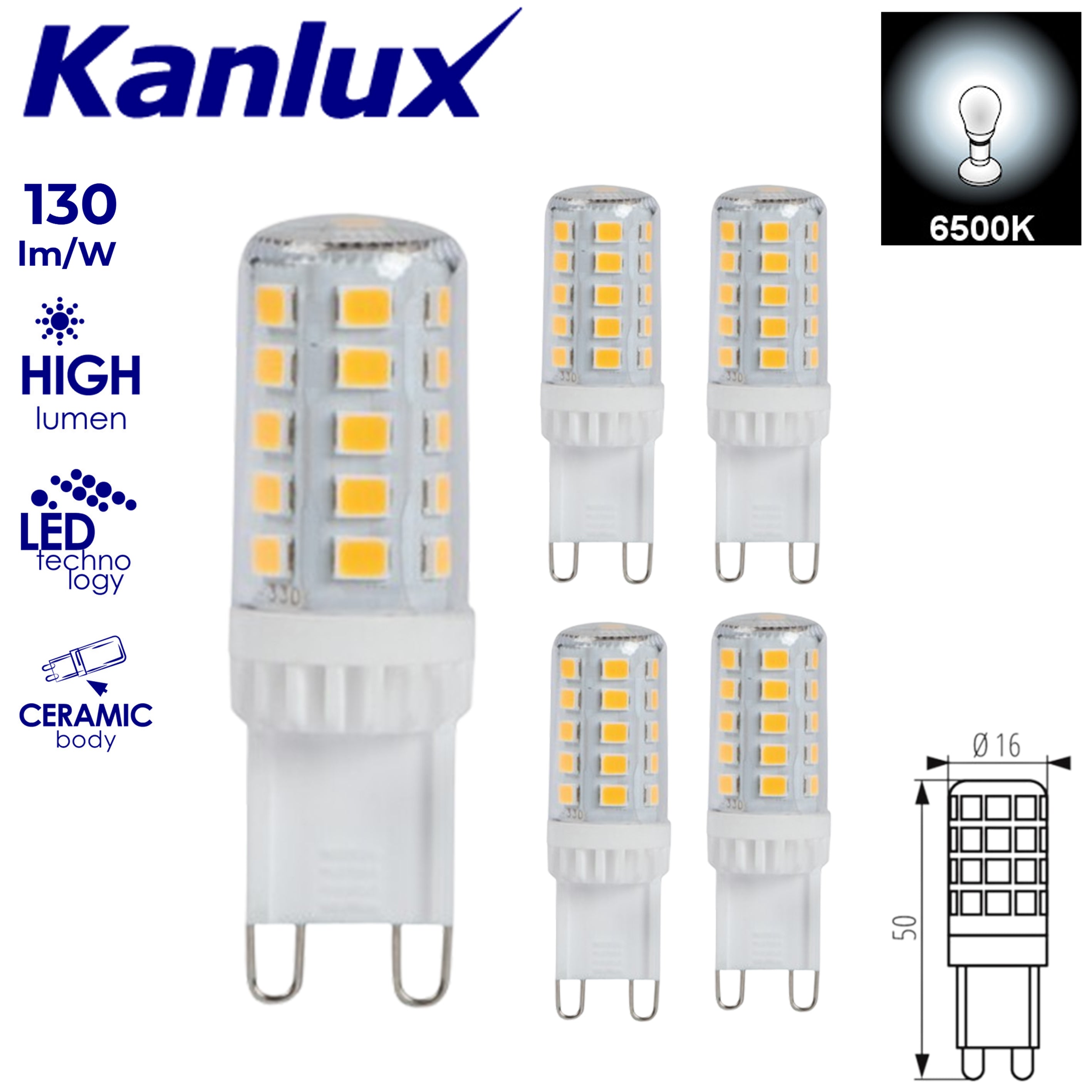 Kanlux 4W Low Energy Glass LED COB G9 Replace Halogen Light Bulb