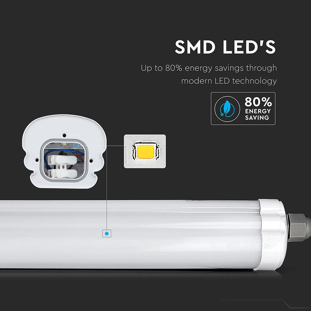 V-TAC VT-180 60W Waterproof IP65 Linkable Non-Corrosive 180cm LED Batten Light - SMD Chip 6400K