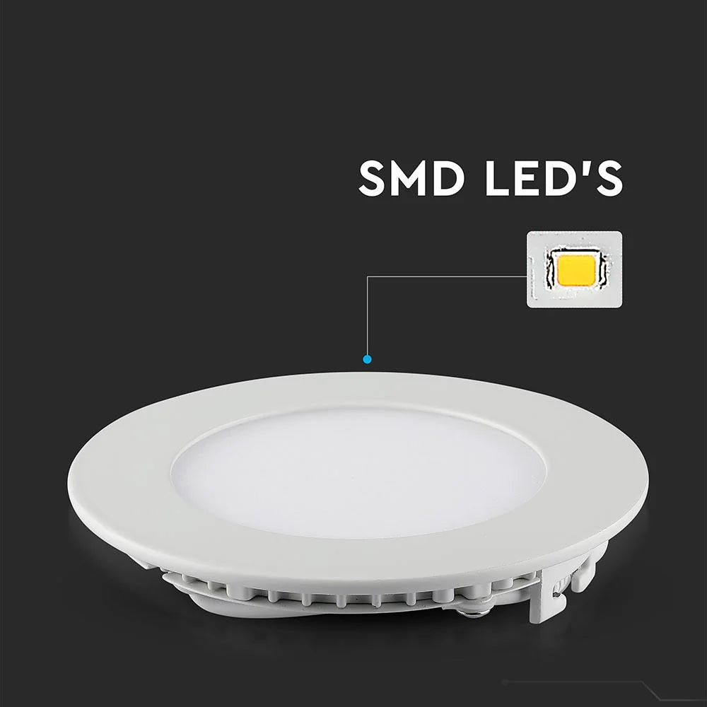 V-TAC VT-307 3W Round Recessed Slim LED Ceiling Panel Light - 6400K Daylight White