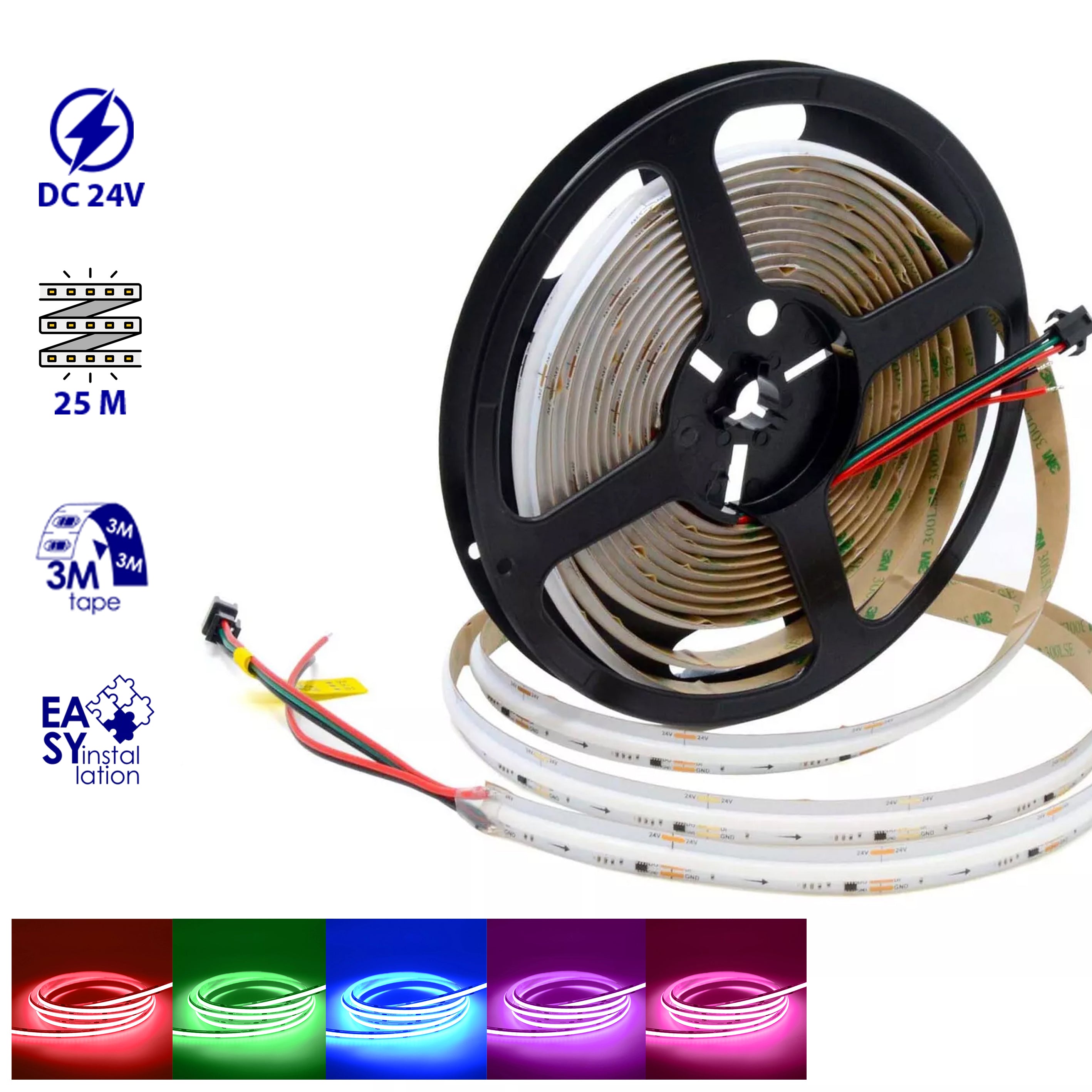 Manningham 25M COB LED Strip Light - High Lumen Multi Colour Flexible Lighting for Indoor Space