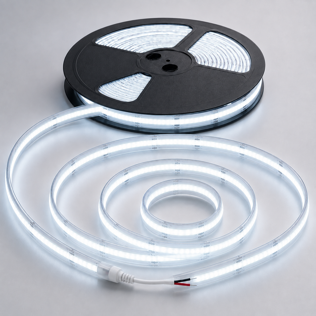 24V COB LED Strip Light Cold White 6500K – IP68 Waterproof Dotless Super Bright Self-Adhesive LED Tape, 1m–100m