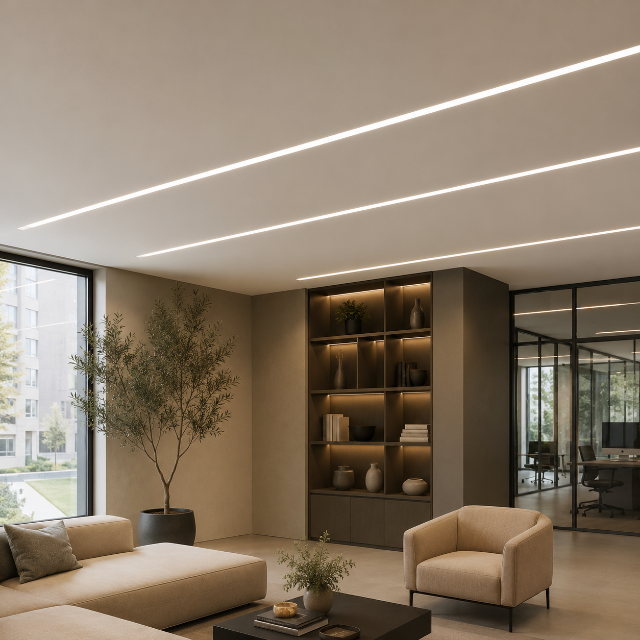 Silver Recessed Aluminium LED Strip Profile with Milky Diffuser – 2M Lengths | 2M–100M Kits