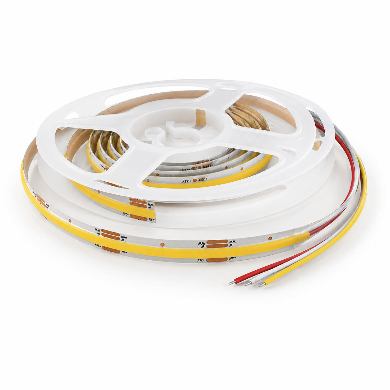 24V CCT COB LED Strip Light Tunable White 2700K–6500K – Dotless Super Bright Self Adhesive LED Tape, 1m–100m