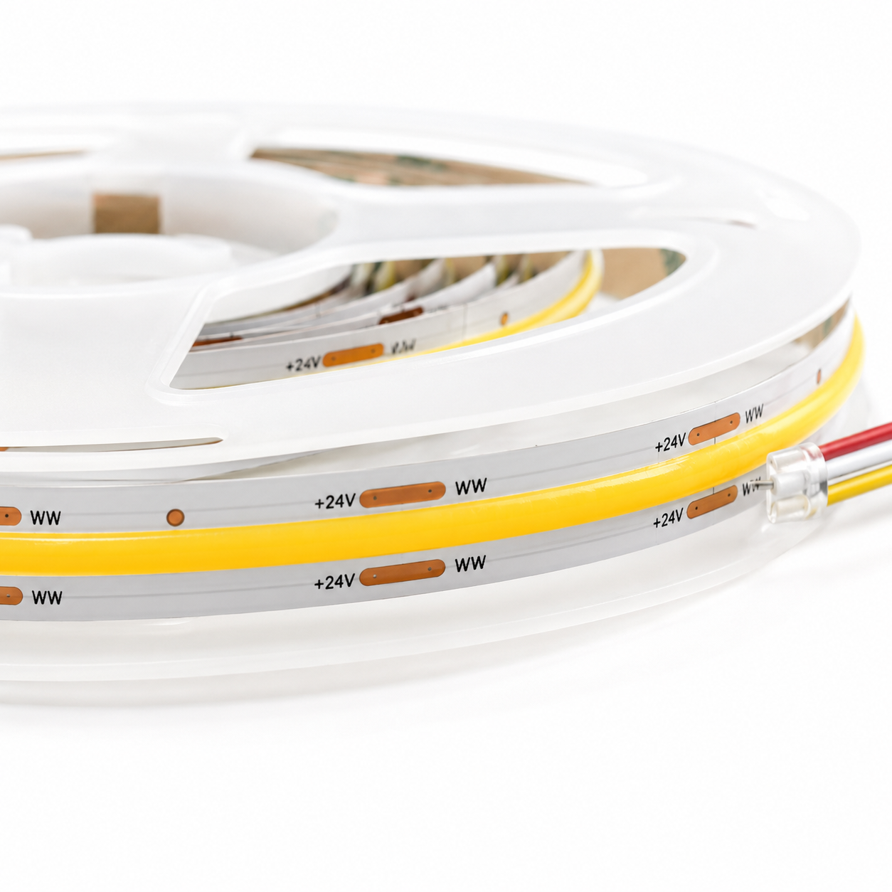 24V CCT COB LED Strip Light Tunable White 2700K–6500K – Dotless Super Bright Self Adhesive LED Tape, 1m–100m