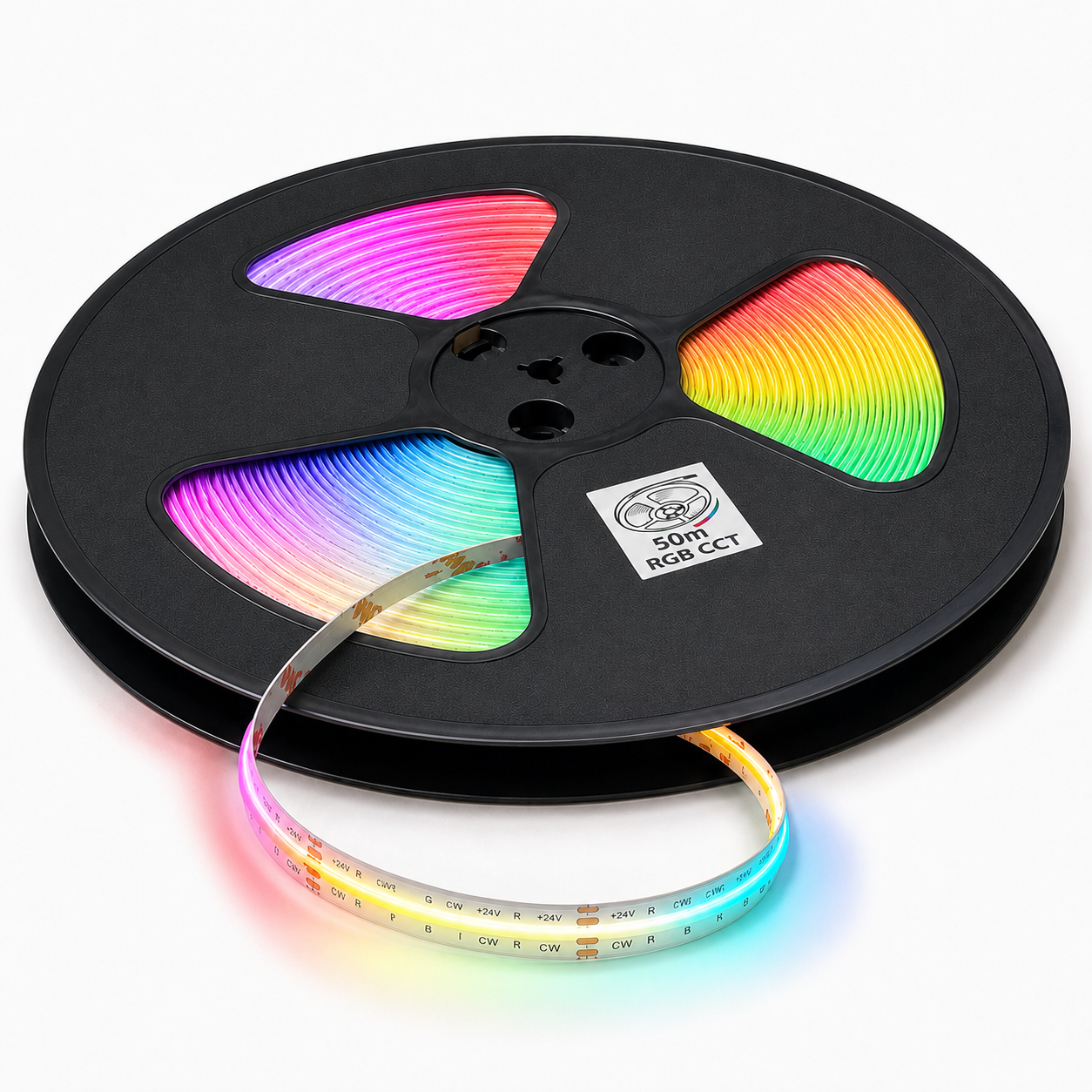 24V RGB+CCT COB LED Strip Light – Colour Changing Dotless Tape, Tunable White 2700K–6500K, 1m–100m