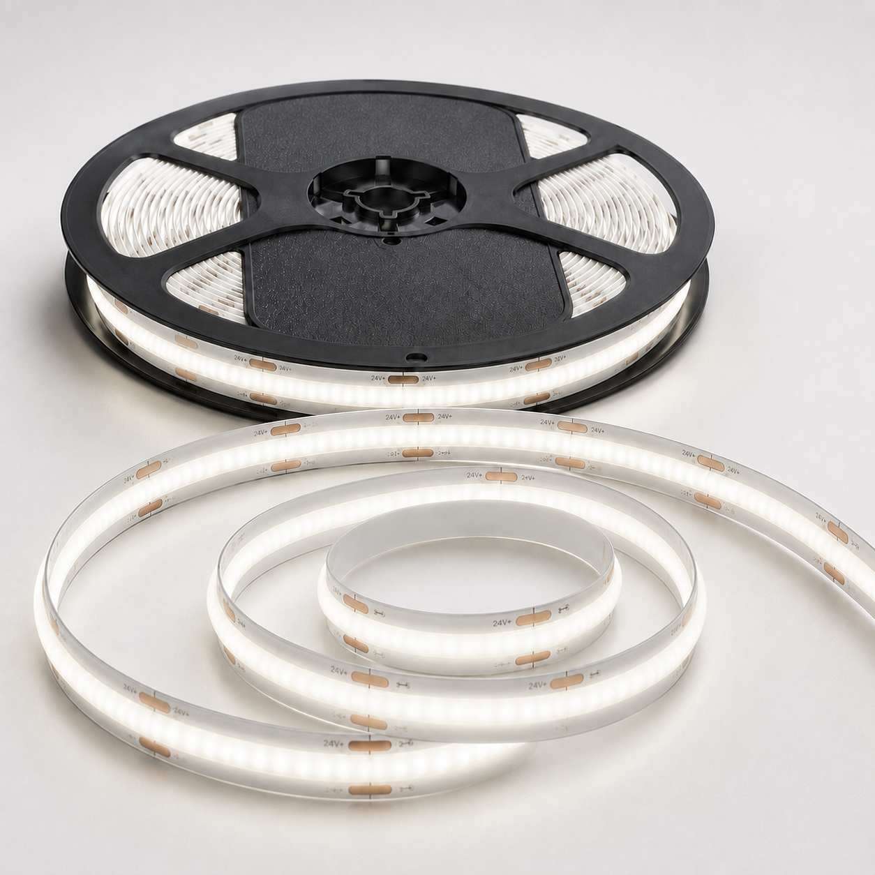 24V COB LED Strip Light Natural White 4000K – Dotless Super Bright Self Adhesive LED Tape, 1m–100m