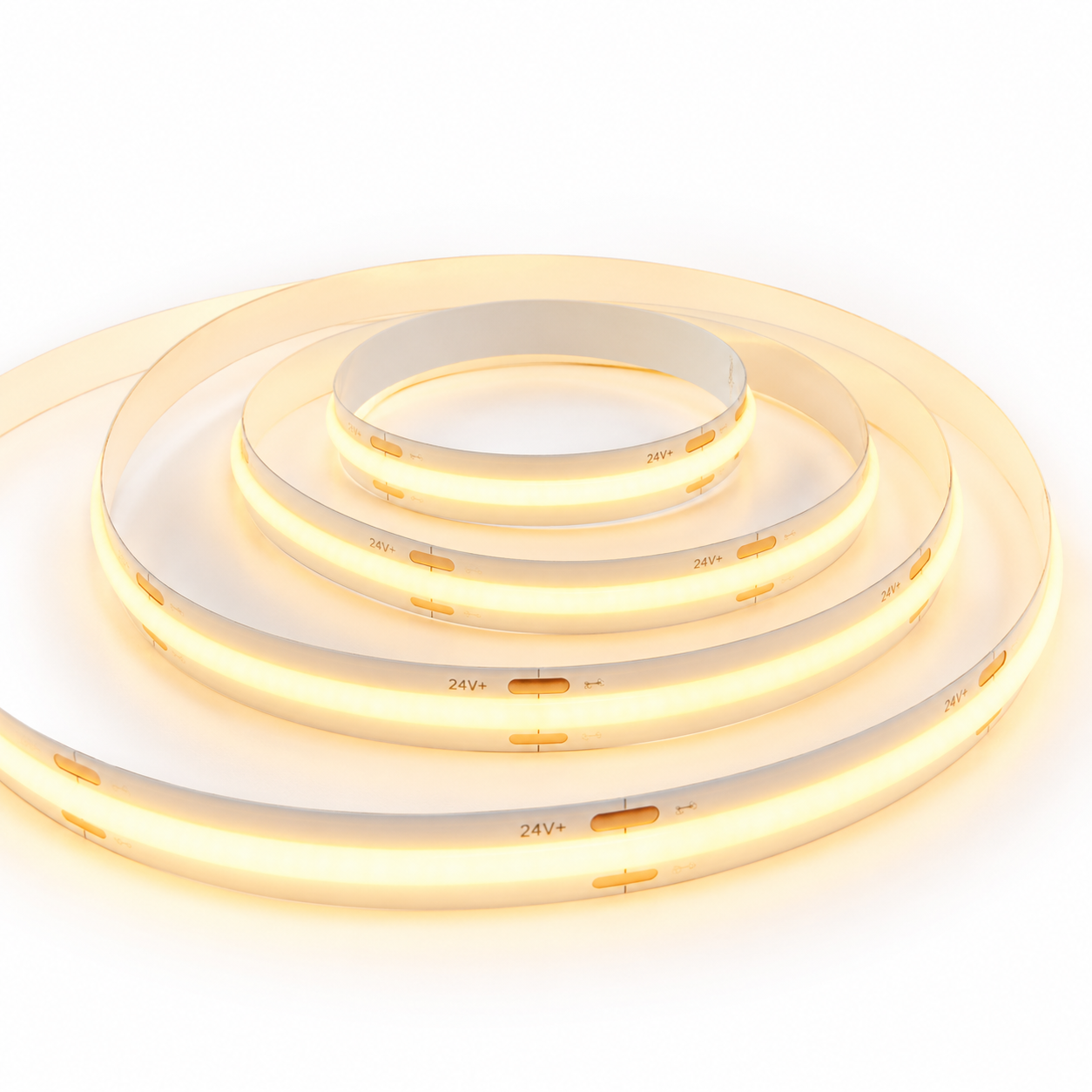 24V COB LED Strip Light Warm White 3000K – Dotless Super Bright Self Adhesive LED Tape, 1m–100m