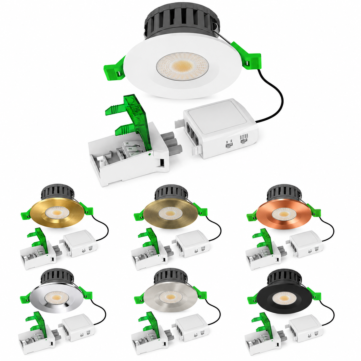 V-TAC IP65 Fire Rated LED Downlight – Dimmable Multi CCT & Wattage, Insulation Coverable, Choice of Bezels