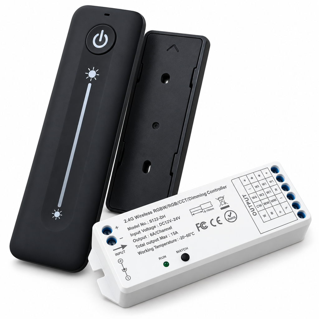Wireless Led Strip Kit Wireless LED Dimmer 12V 24V | RF Touch Remote & Magnetic Wall Mount