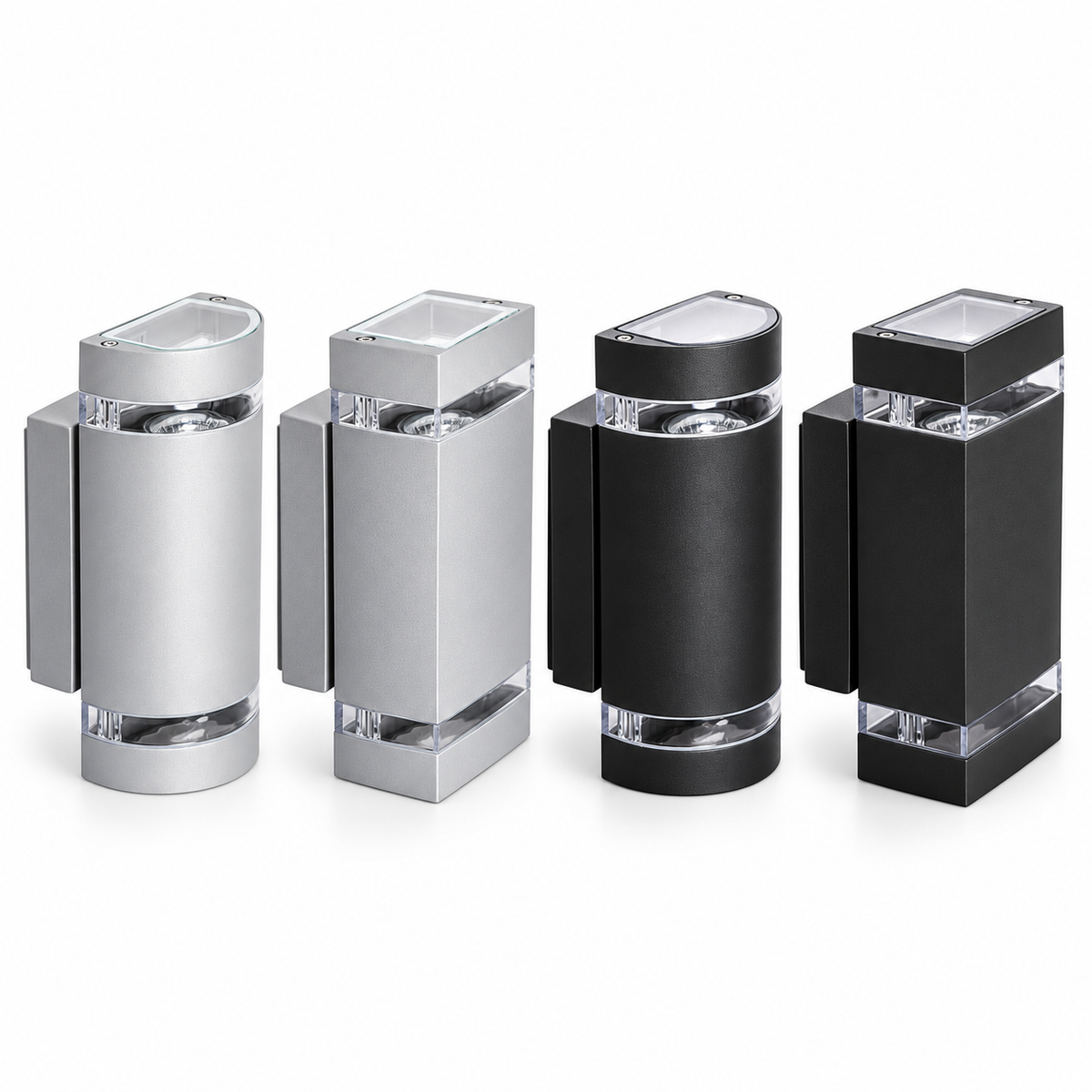 Kanlux Outdoor Up & Down Wall Light IP44 Twin GU10 Black & Grey Exterior