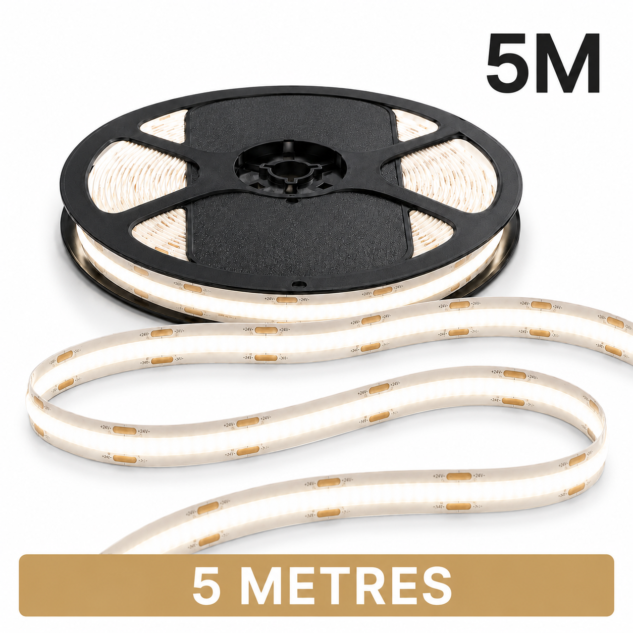 24V COB LED Strip Light Natural White 4000K – Dotless Super Bright Self Adhesive LED Tape, 1m–100m