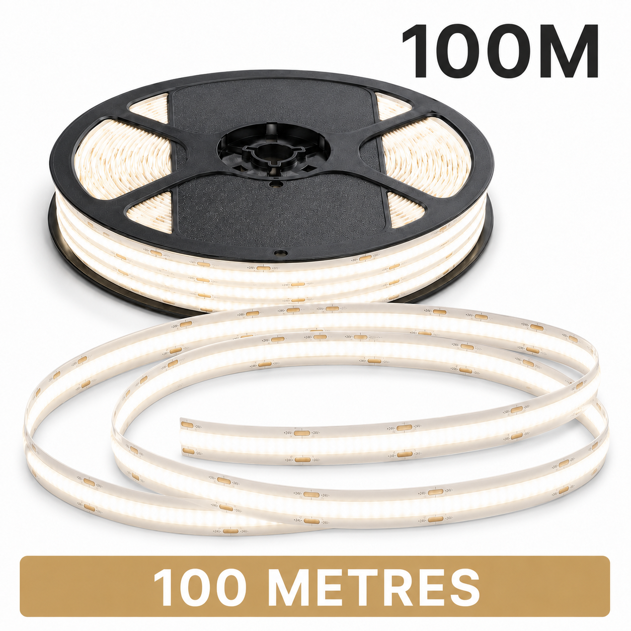 24V COB LED Strip Light Natural White 4000K – Dotless Super Bright Self Adhesive LED Tape, 1m–100m