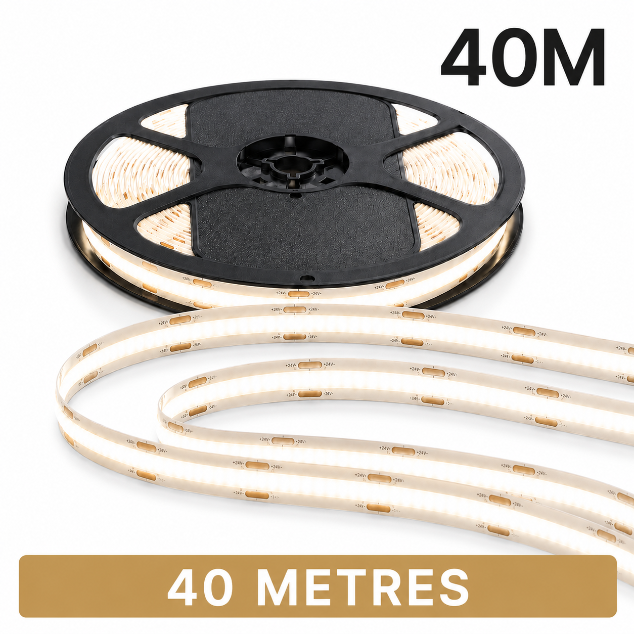 24V COB LED Strip Light Natural White 4000K – Dotless Super Bright Self Adhesive LED Tape, 1m–100m