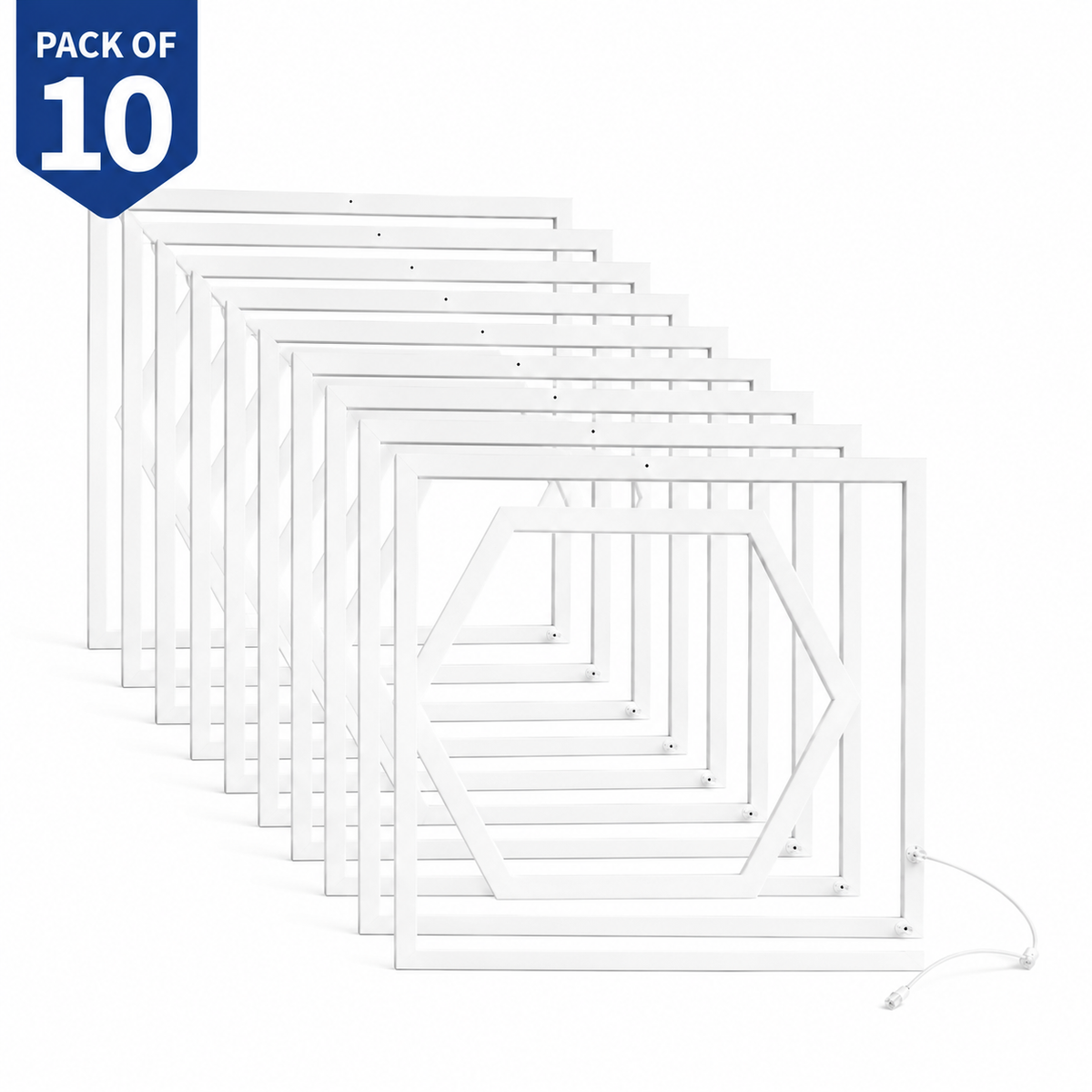 Pack of 10 Hexagon Design 600x600 LED Panel Lights