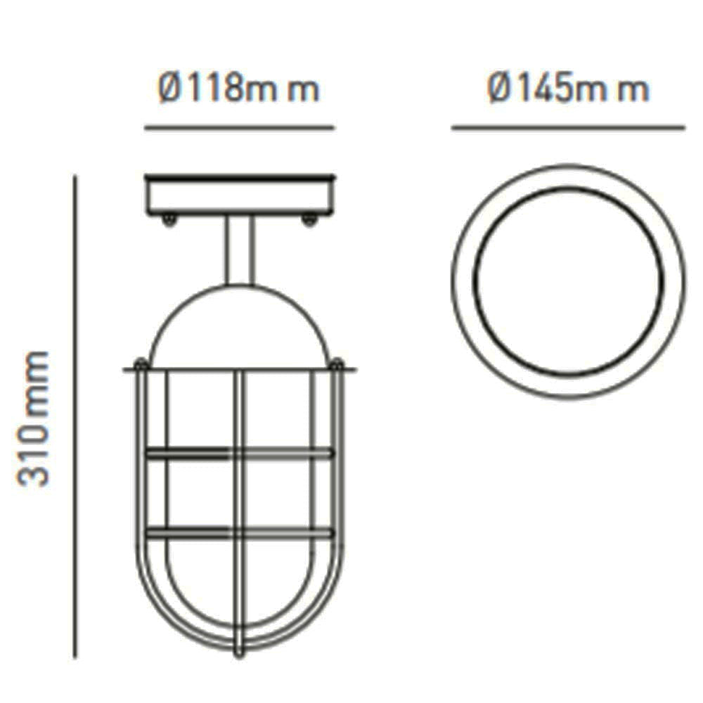 FORUM Kari porch Lantern Ceiling Mounted Light Stainless Steel E27-IP44