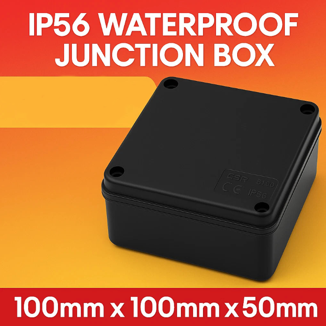 Waterproof Junction Box IP56 100x100x50mm Black Outdoor Electrical Enclosure