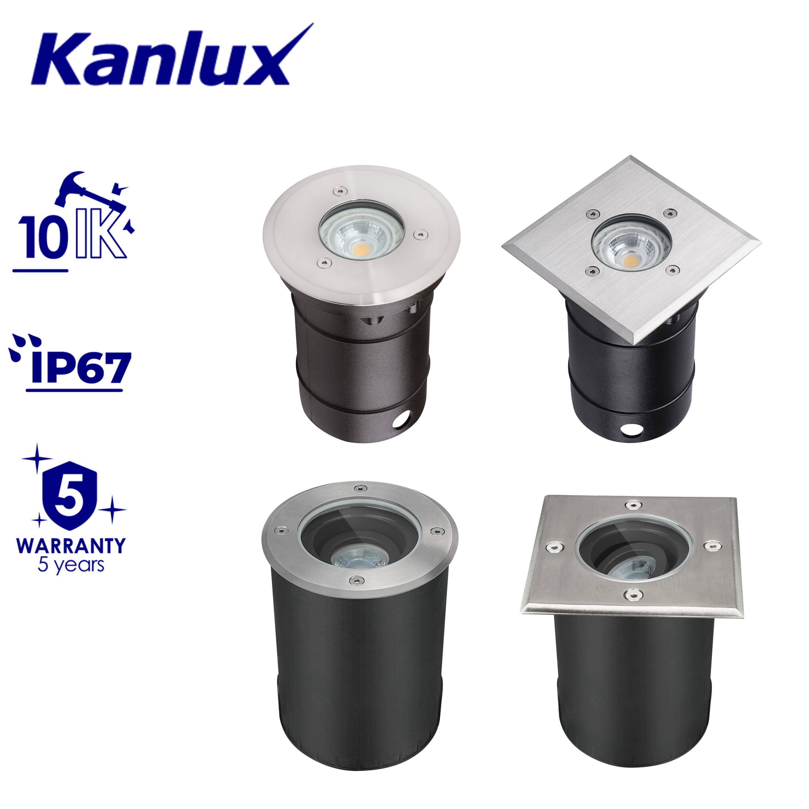 Kanlux BERG Series In-Ground Luminaires | Durable IP67 GU10 Outdoor Stainless Steel  Lights