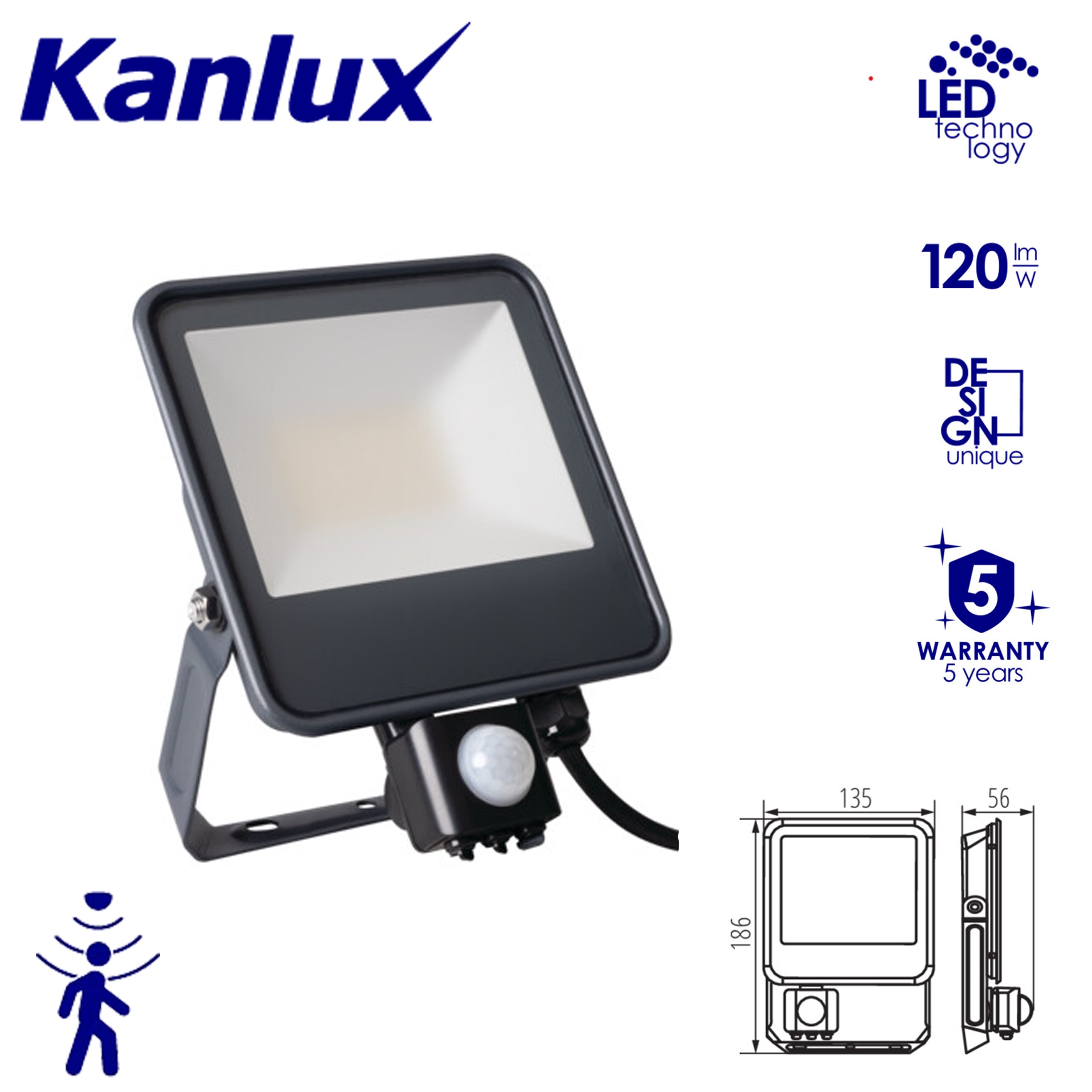 Kanlux IQ-FL Outdoor Garden IP44 PIR Motion Sensor Flood Light