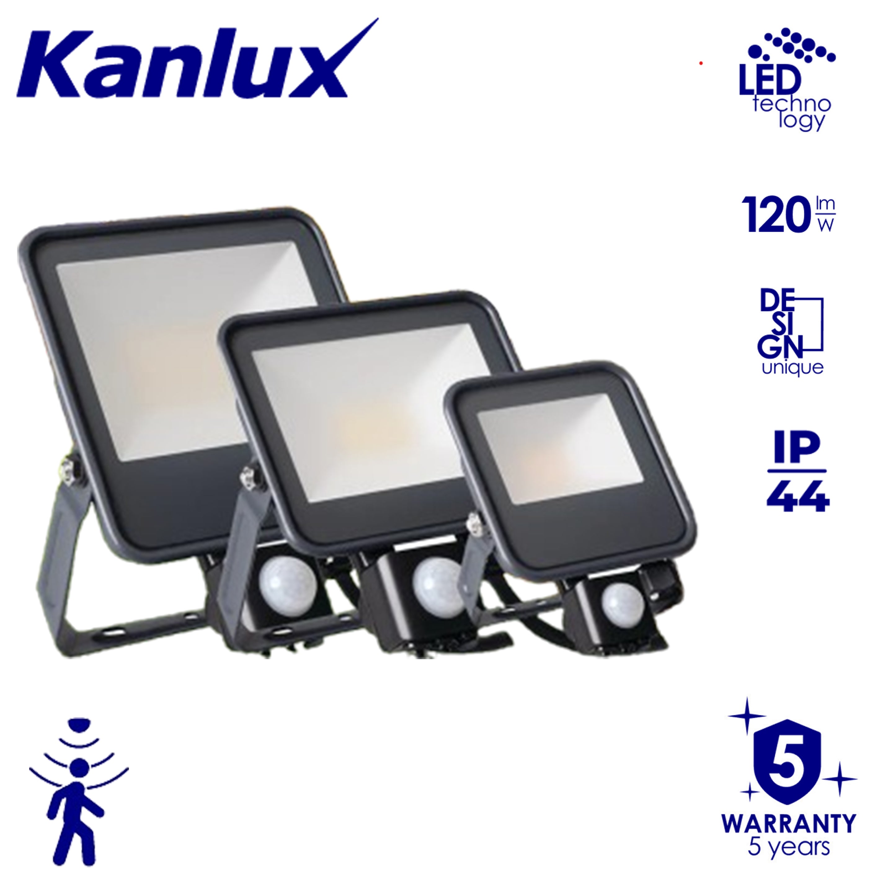 Kanlux IQ-FL Outdoor Garden IP44 PIR Motion Sensor Flood Light