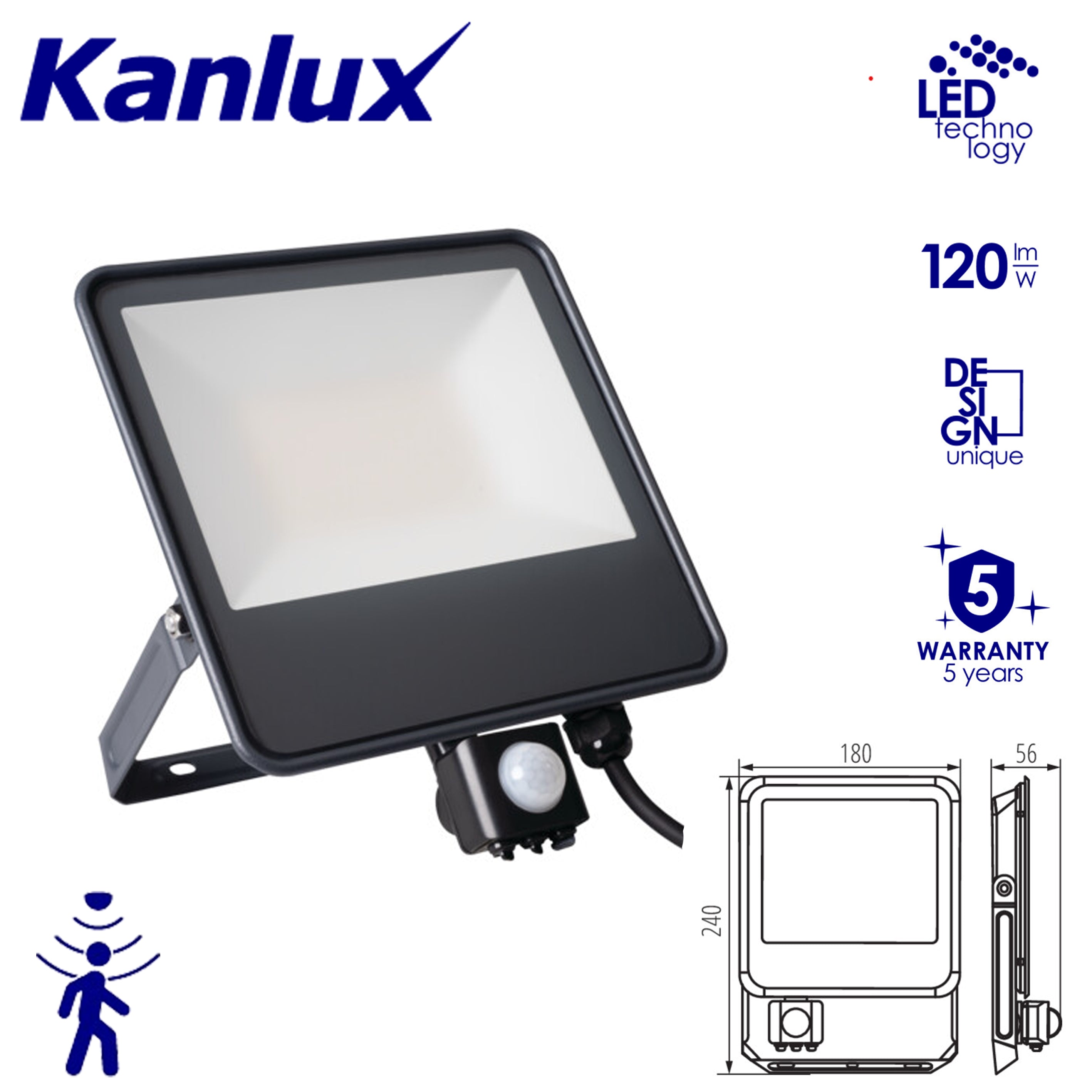 Kanlux IQ-FL Outdoor Garden IP44 PIR Motion Sensor Flood Light