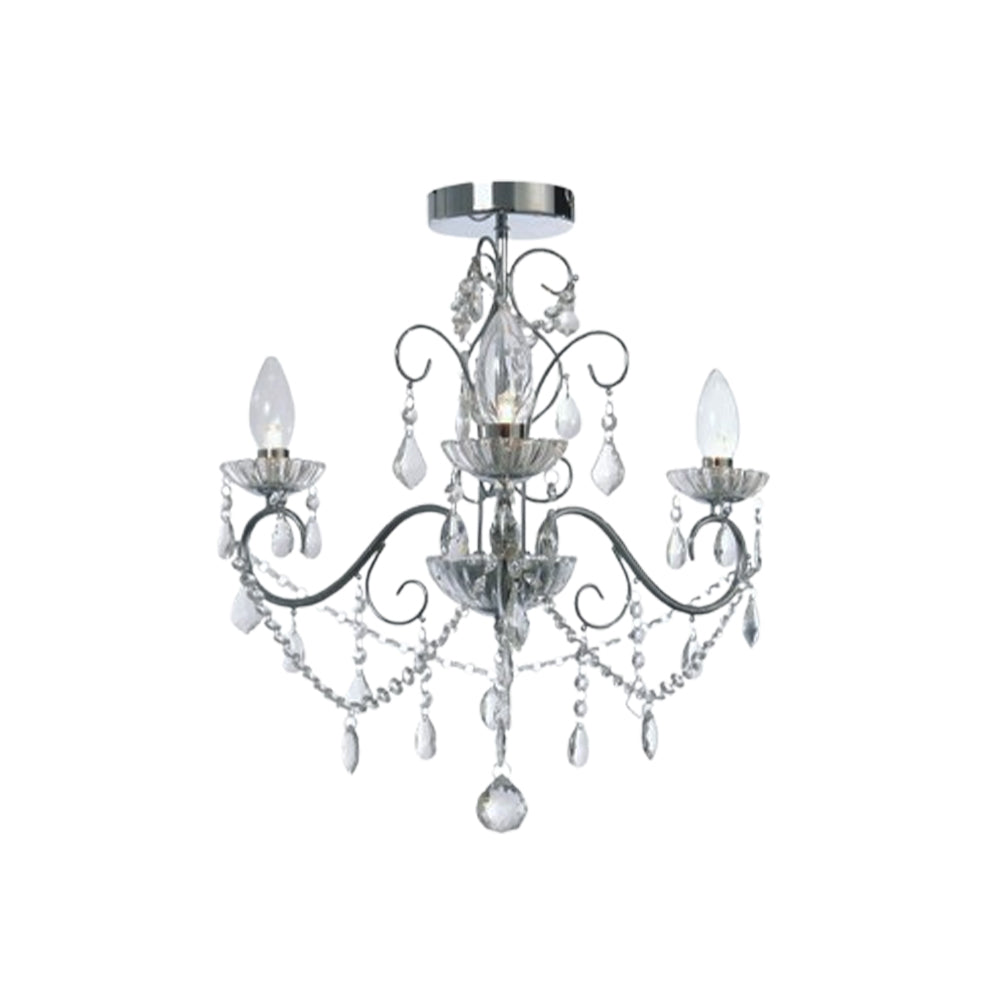 FORUM VELA 3LT Chandelier Ceiling Mounted Chrome Clear Cut Glass Dressings  G9 Base-IP44