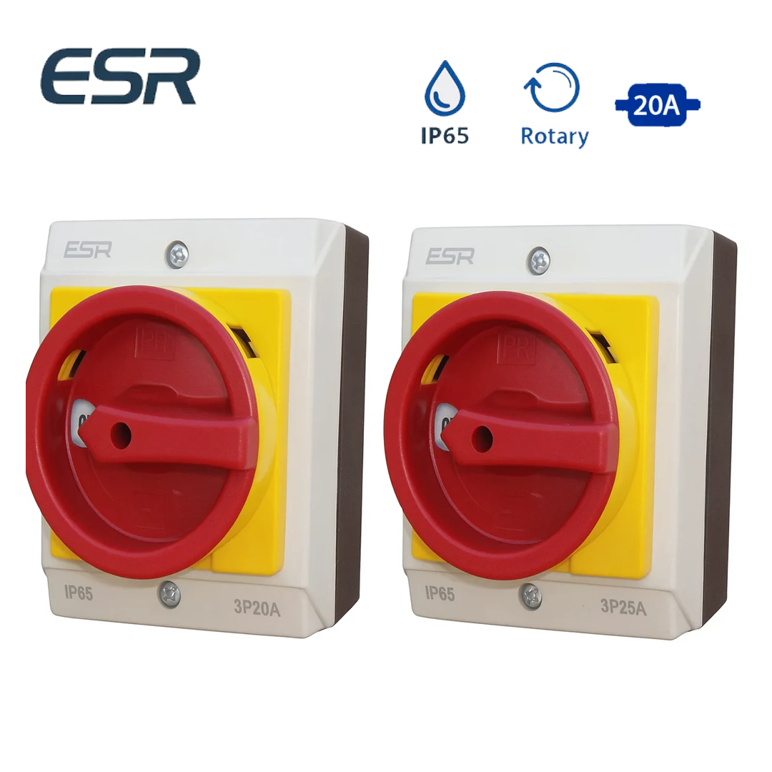 ESR 20A IP65 Rotary Isolator Switch Disconnector Electrical Enclosure Box 3p 4p