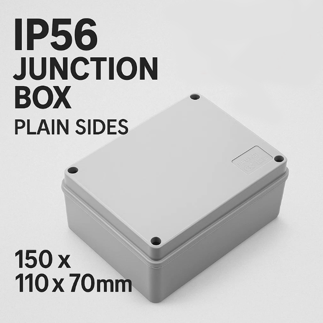IP56 Weatherproof Junction Box 150x110x70mm Plain Sides Outdoor Enclosure