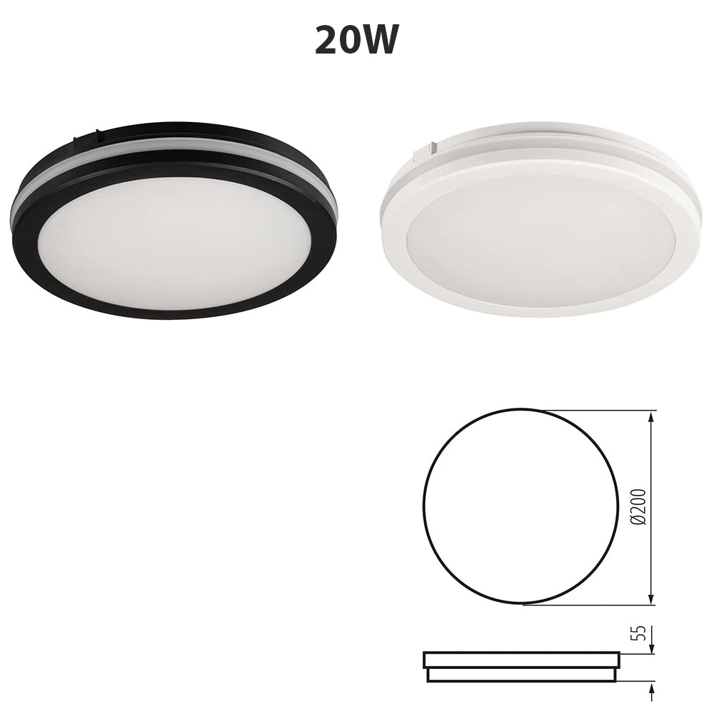 Kanlux BENO ECO IP65 Waterproof CCT LED Round Bulkhead Ceiling & Wall Mounted Light 12-40W - Outdoor & Indoor Mounting